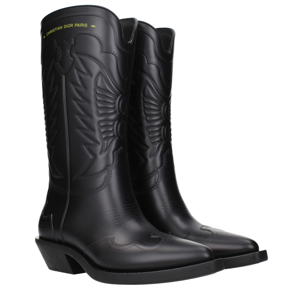 Christian Dior Schwarze Lederstiefeletten