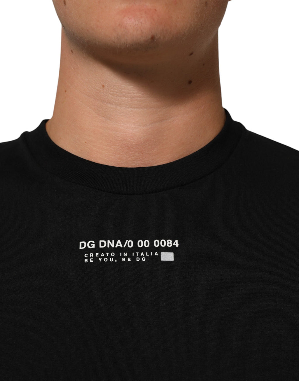 Dolce & Gabbana Schwarzes Statement Baumwoll-T-Shirt mit Rundhalsausschnitt für Männer