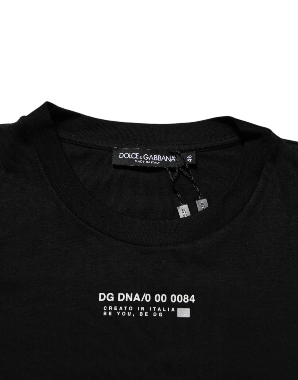 Dolce & Gabbana Schwarzes Statement Baumwoll-T-Shirt mit Rundhalsausschnitt für Männer