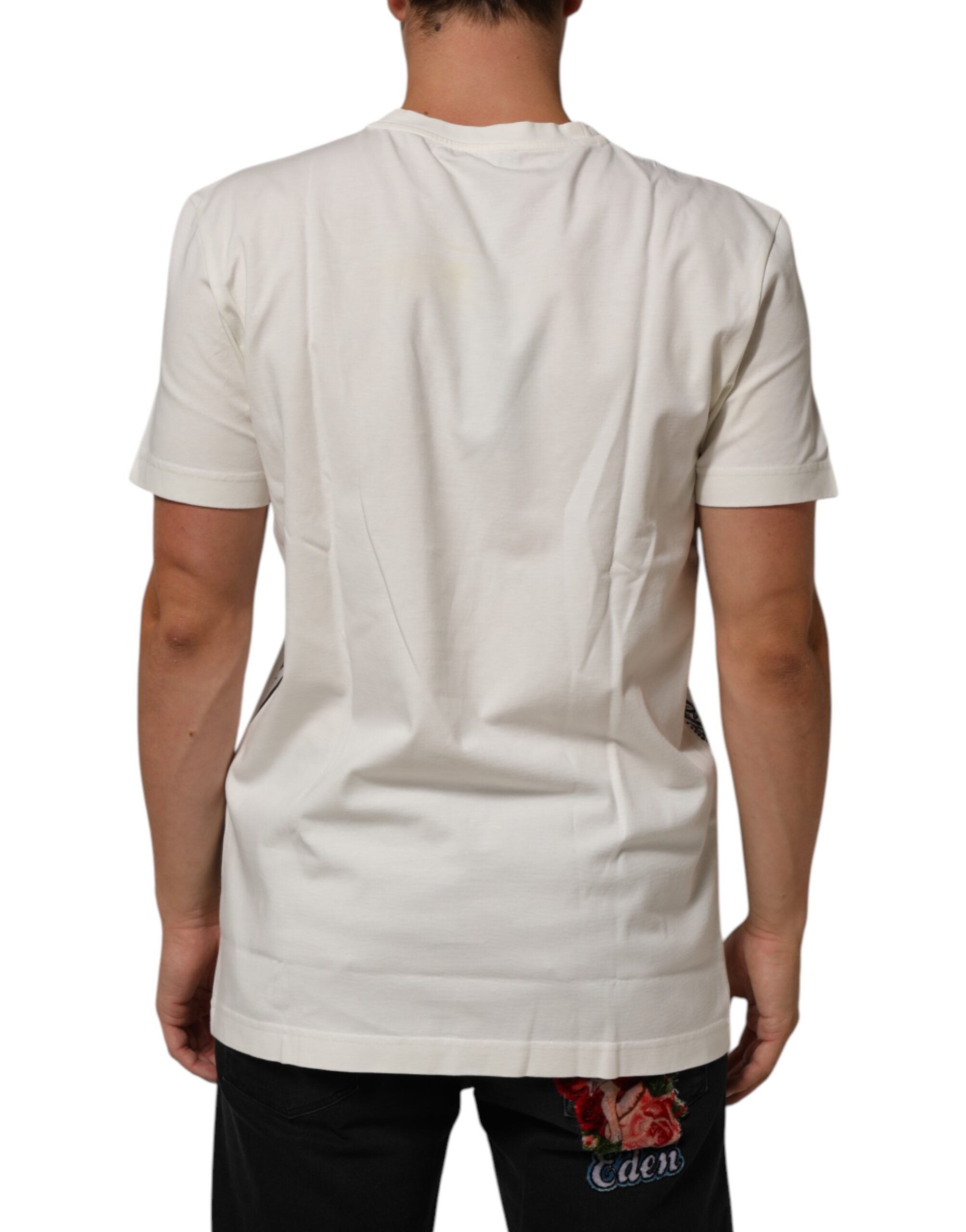 Dolce & Gabbana Weißes Baumwoll-Logo Bandana Print Herren-T-Shirt