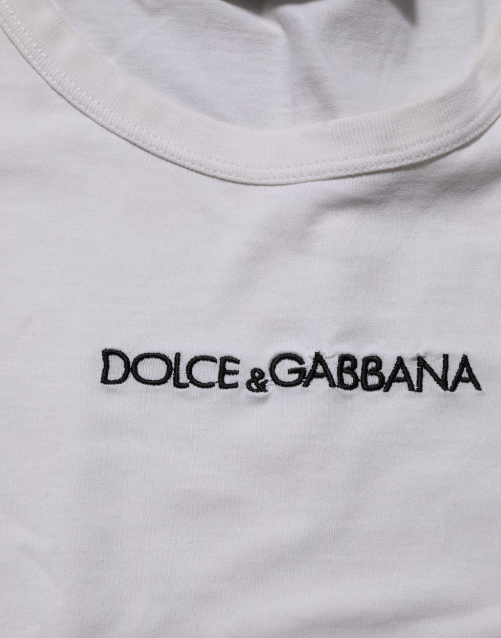 Dolce & Gabbana Weißes Logo Print Baumwolle Rundhalsausschnitt Männer T-Shirt
