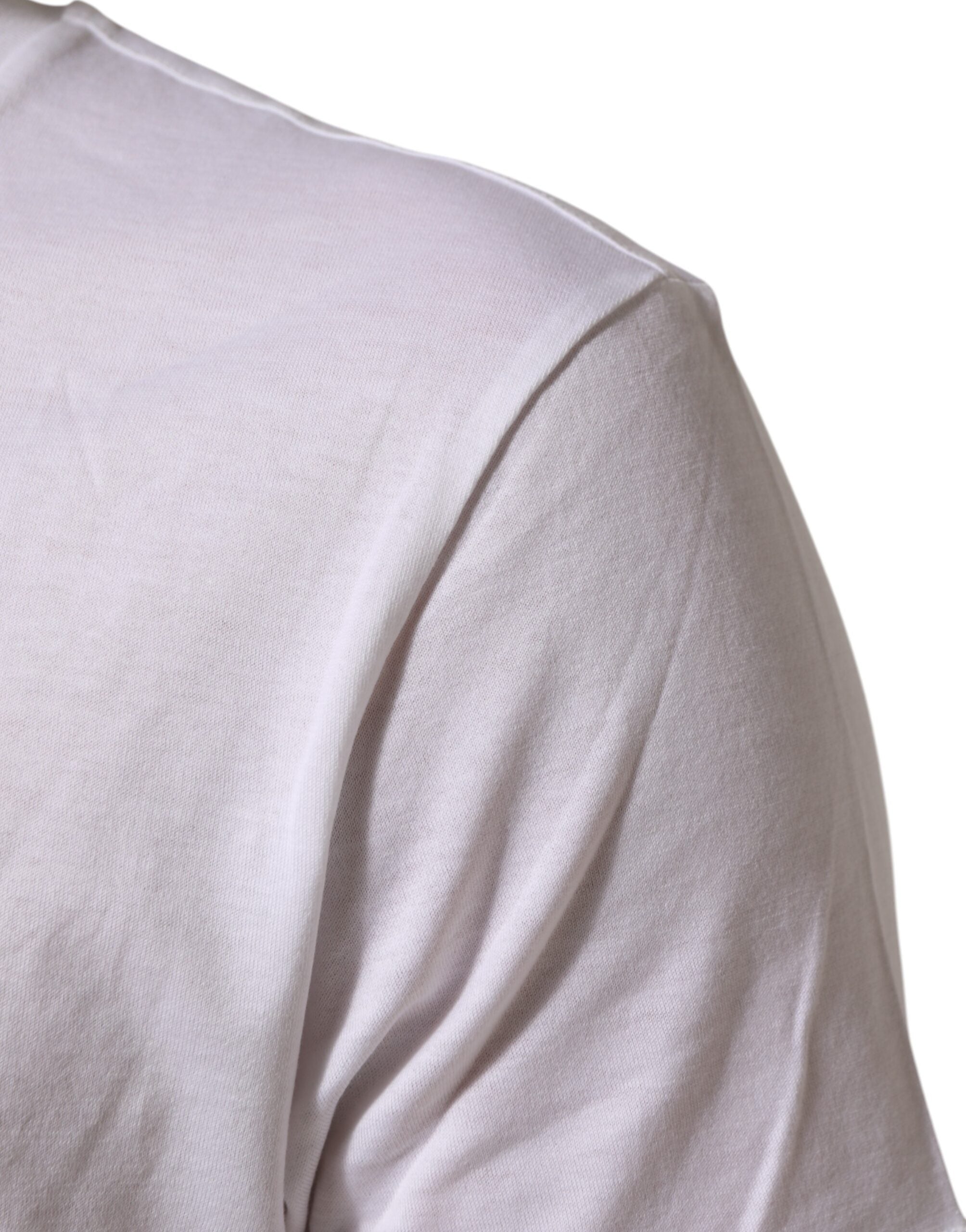 Dolce & Gabbana Weißes T-Shirt mit Rundhalsausschnitt und Logodruck aus Baumwolle