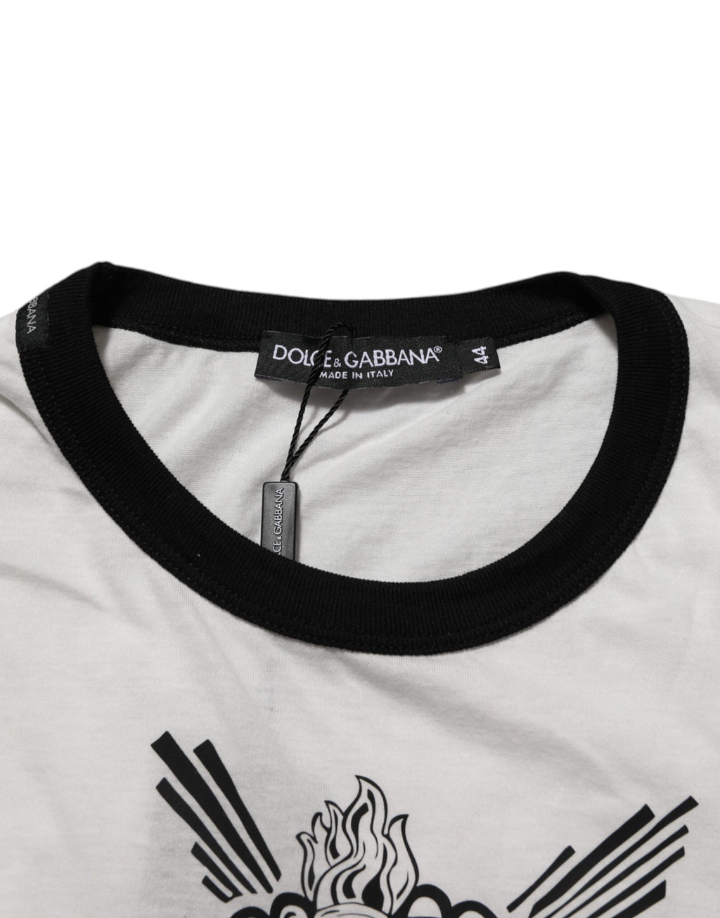 Dolce & Gabbana Weißes Sacred Heart Baumwoll-T-Shirt mit Rundhalsausschnitt