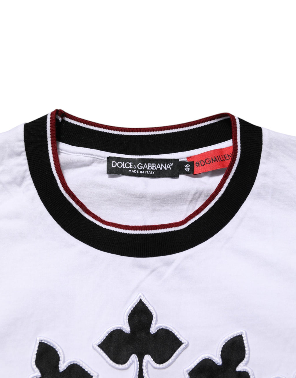 Dolce & Gabbana Weißes Baumwoll-T-Shirt mit Kronenkönig-Stickerei