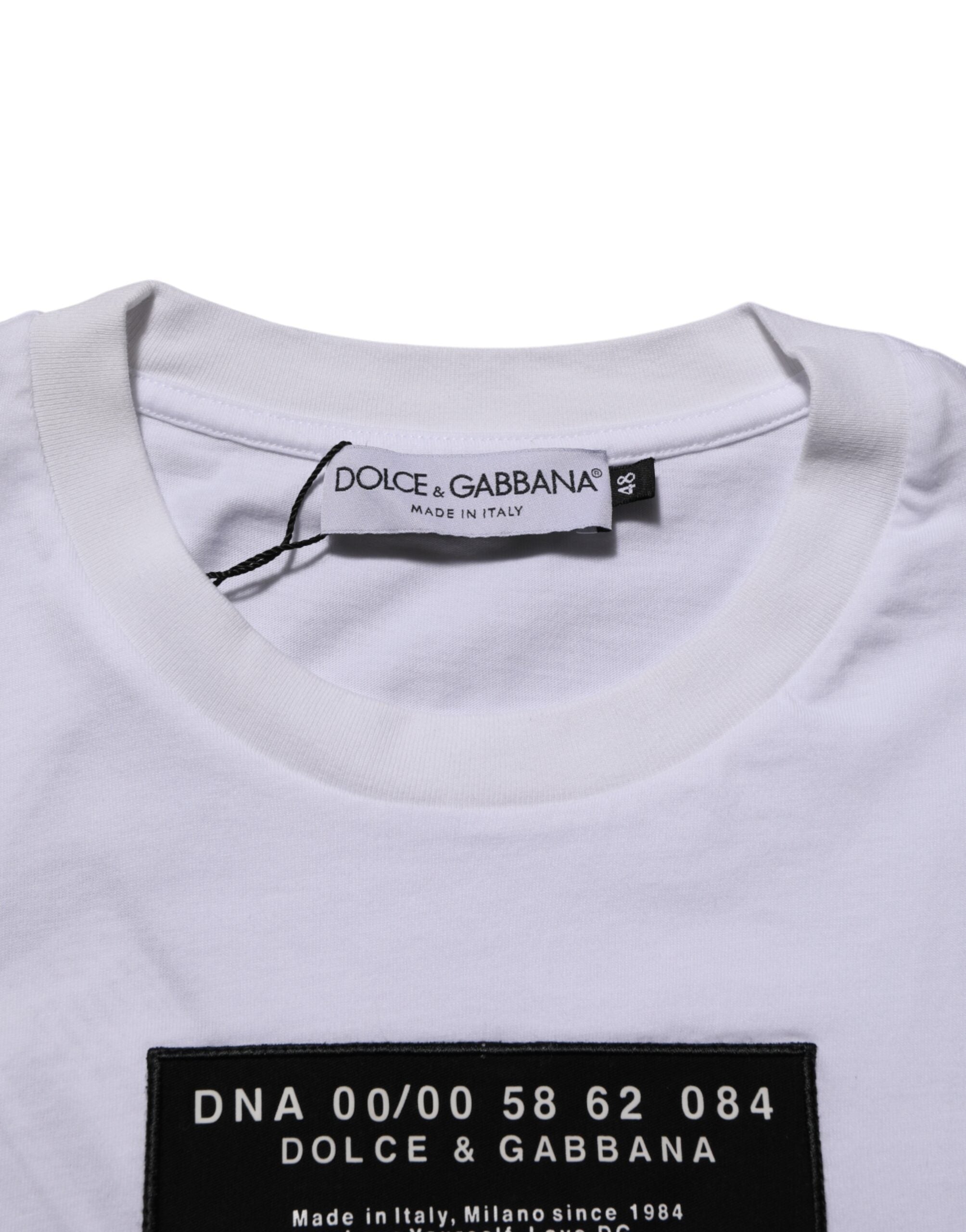 Dolce & Gabbana Weißes T-Shirt mit Rundhalsausschnitt und Logodruck aus Baumwolle für Männer