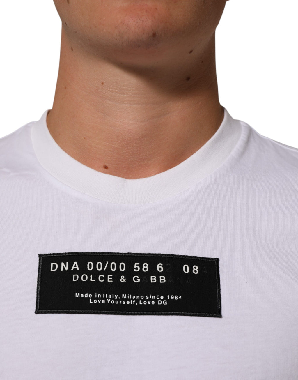 Dolce & Gabbana Weißes T-Shirt mit Rundhalsausschnitt und Logodruck aus Baumwolle für Männer
