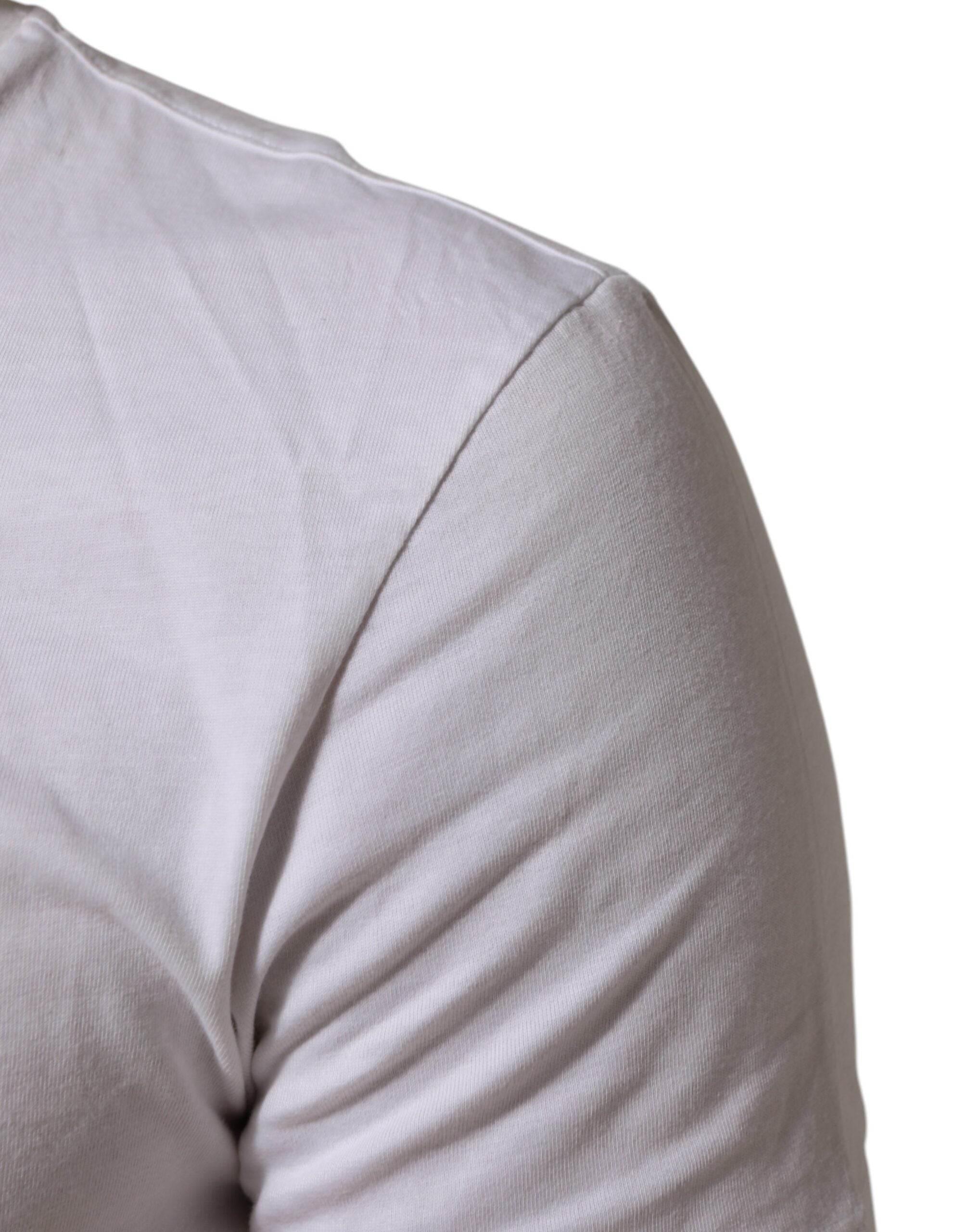 Dolce & Gabbana Weißes T-Shirt mit Rundhalsausschnitt und Logodruck aus Baumwolle für Männer