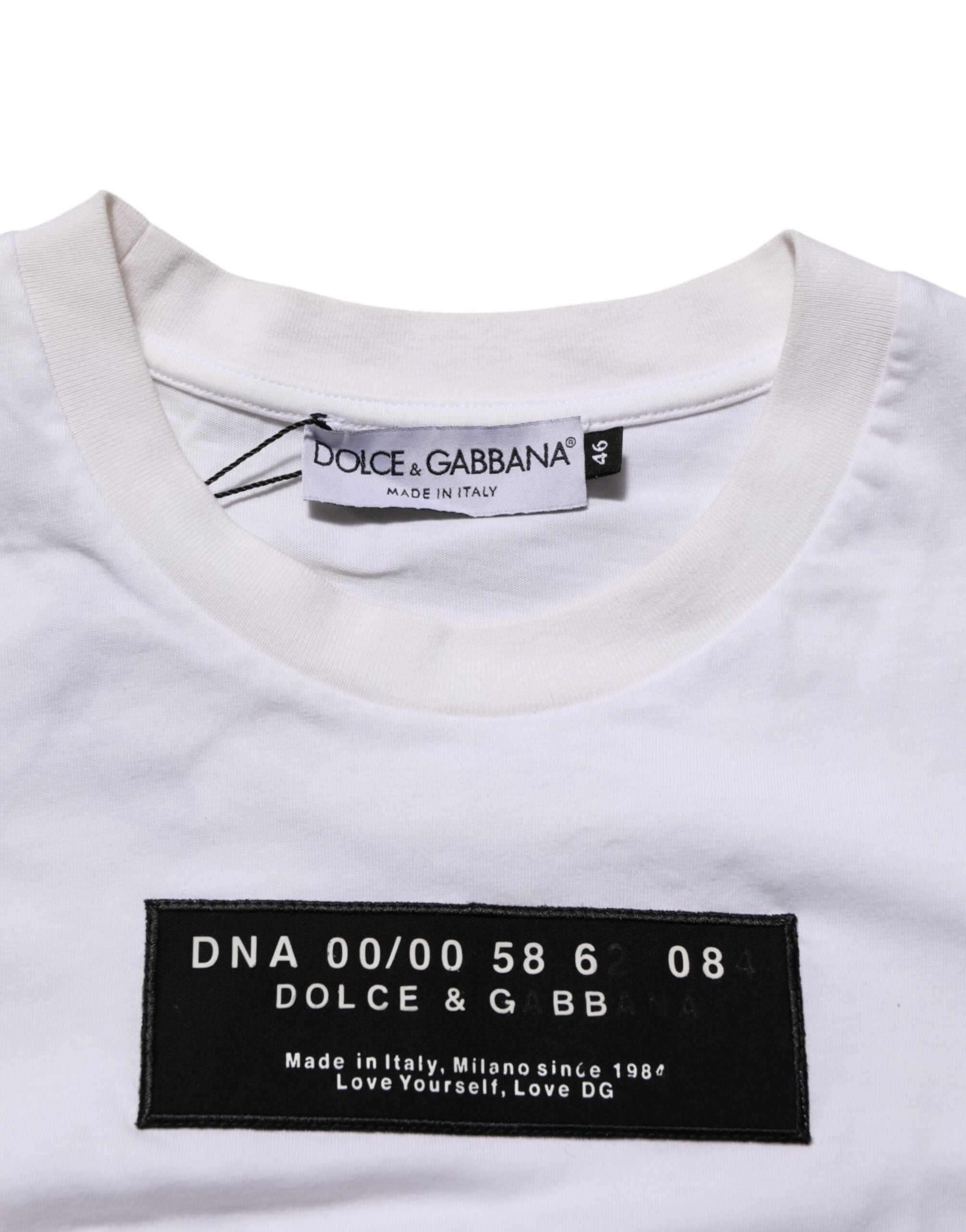 Dolce & Gabbana Weißes T-Shirt mit Rundhalsausschnitt und Logodruck aus Baumwolle für Männer