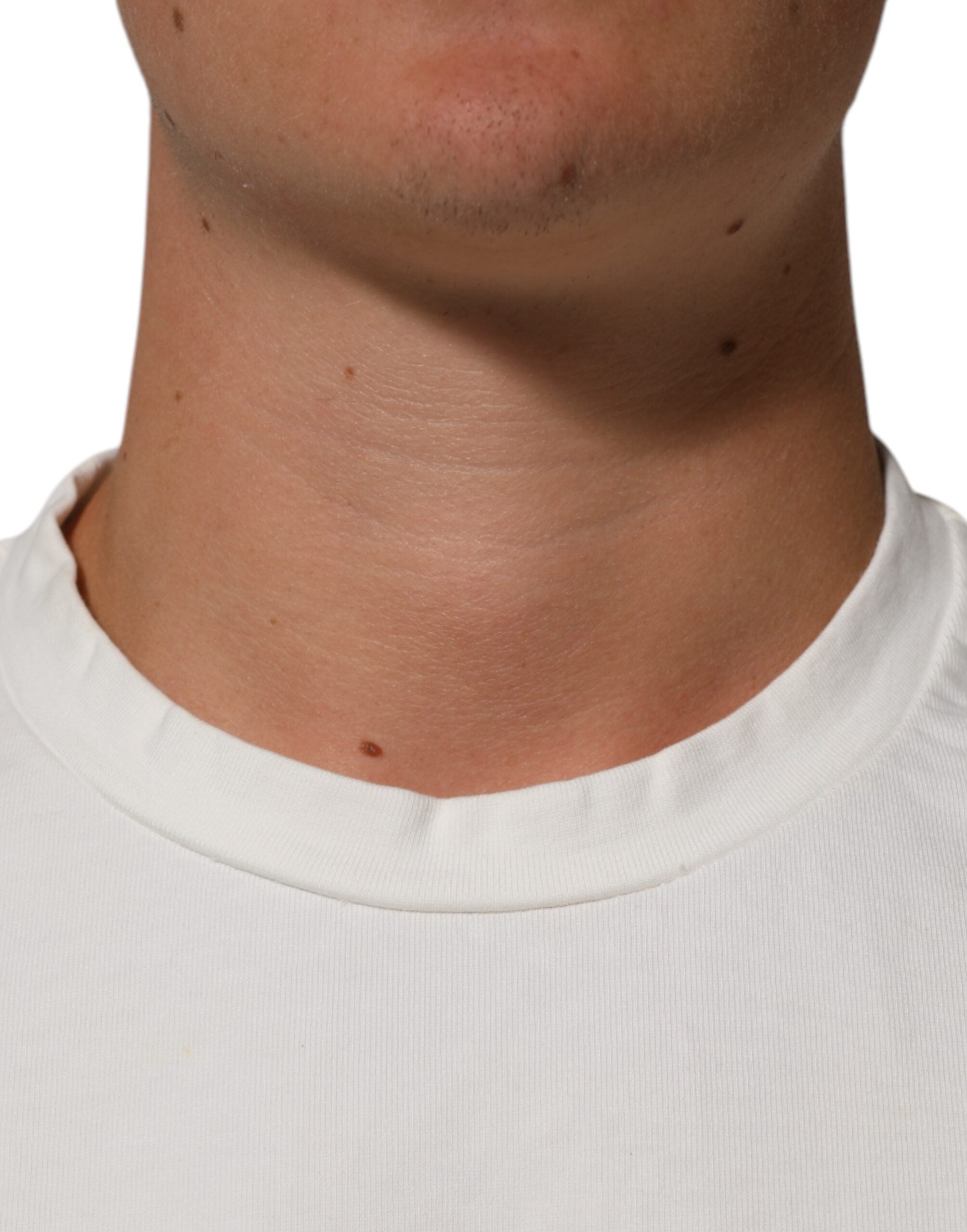 Dolce & Gabbana Weißes T-Shirt mit Rundhalsausschnitt und Logodruck aus Baumwolle für Männer