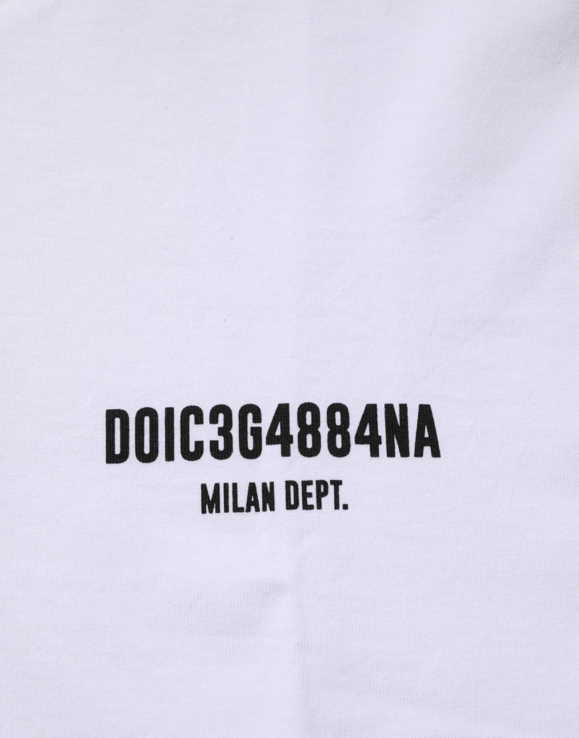 Dolce & Gabbana Weißes T-Shirt mit Rundhalsausschnitt und Logodruck aus Baumwolle