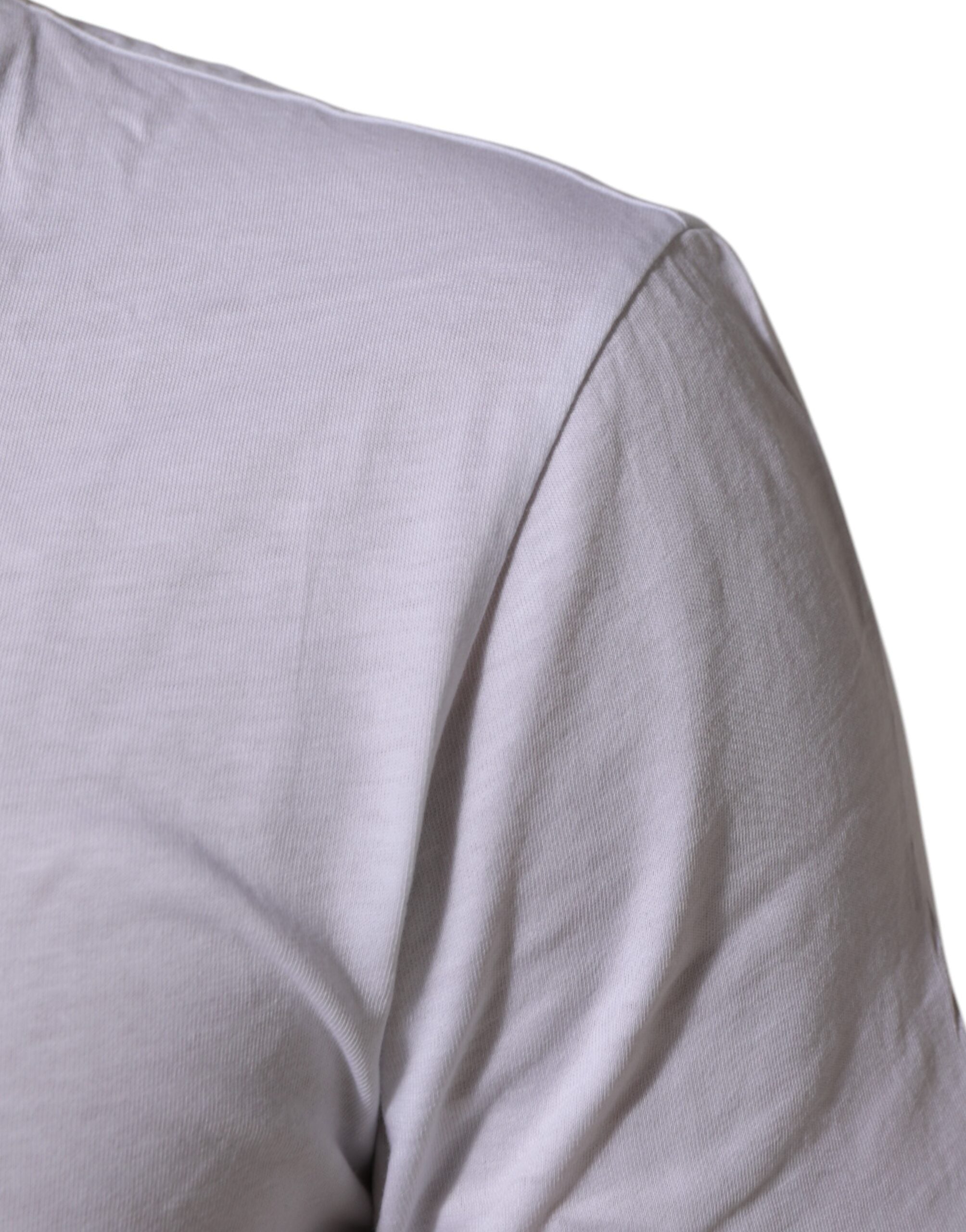 Dolce & Gabbana Weißes T-Shirt mit Rundhalsausschnitt und Logodruck aus Baumwolle
