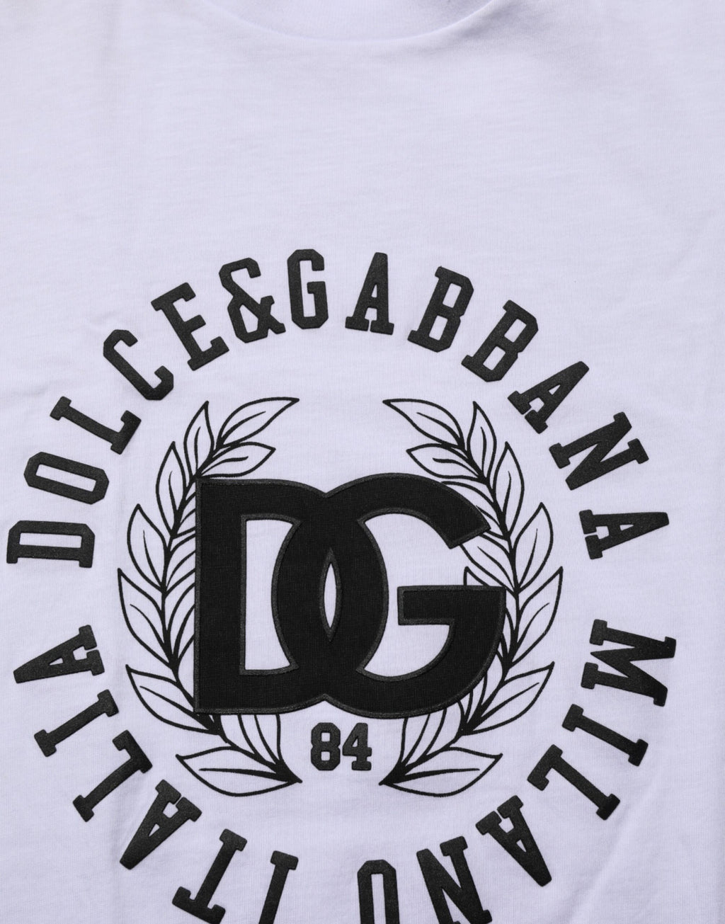 Dolce & Gabbana Weißes T-Shirt mit Rundhalsausschnitt und Logodruck aus Baumwolle