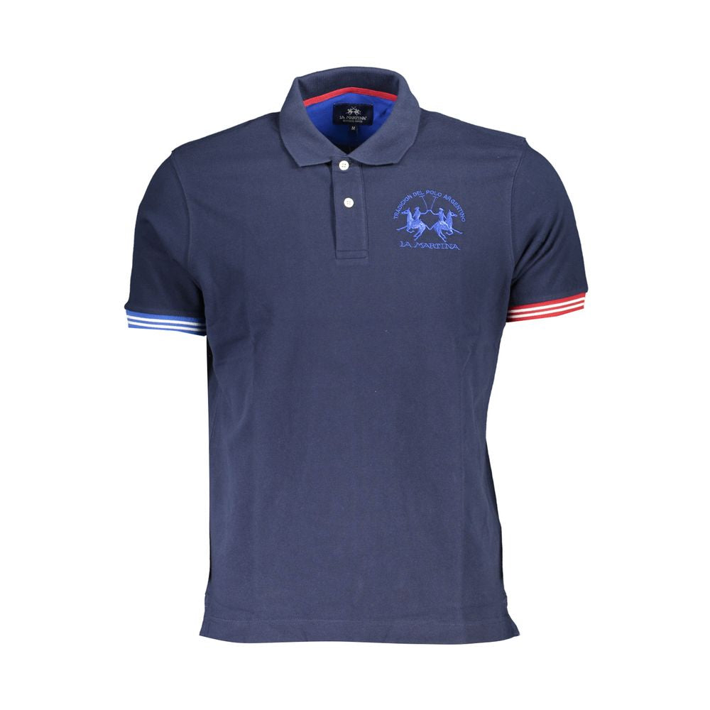 La Martina Blaues Baumwoll-Poloshirt