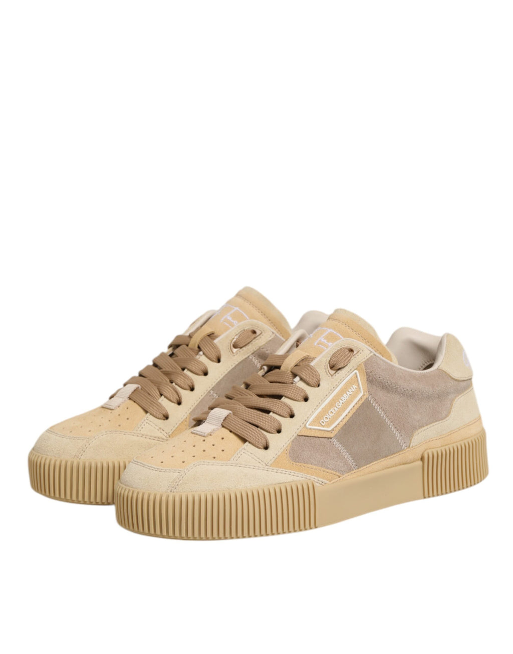 Dolce & Gabbana Beige Leder Miami Low Top Sneakers Männer Schuhe