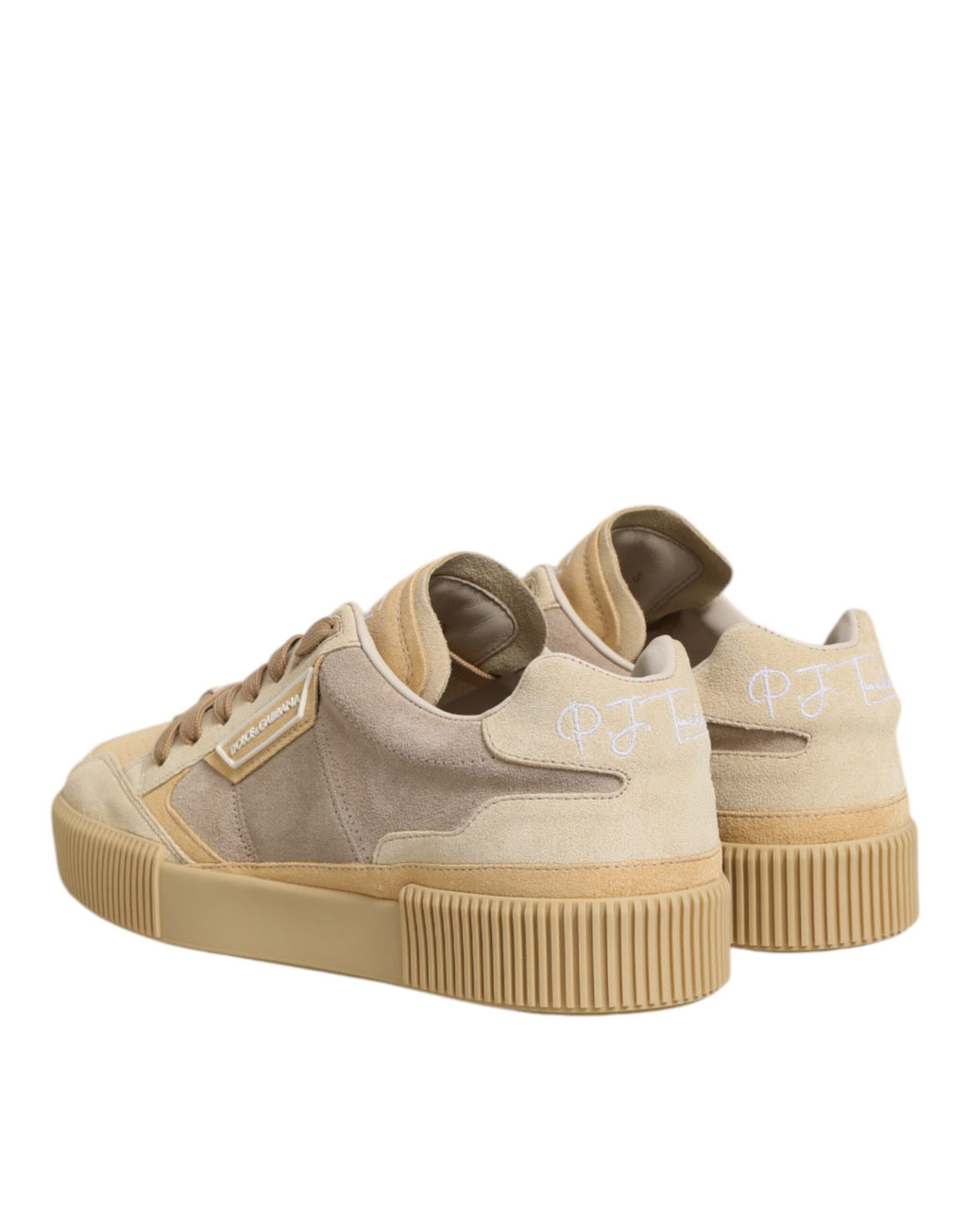 Dolce & Gabbana Beige Leder Miami Low Top Sneakers Männer Schuhe