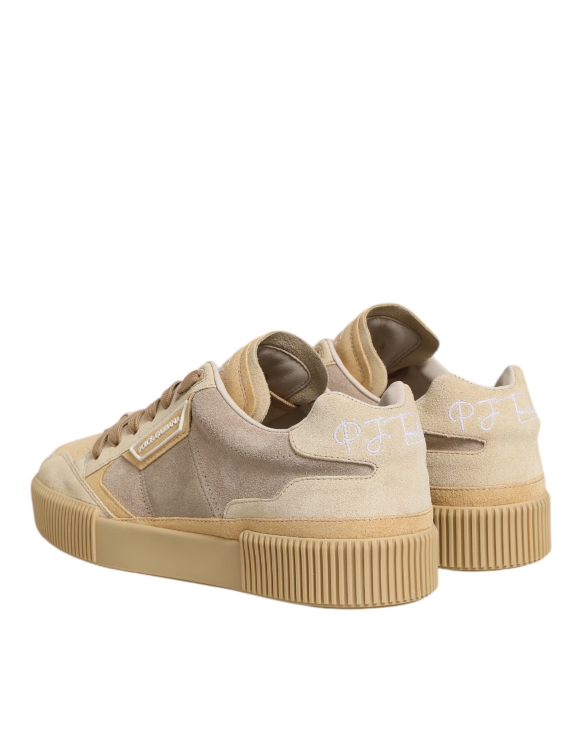 Dolce & Gabbana Beige Leder Miami Low Top Sneakers Männer Schuhe