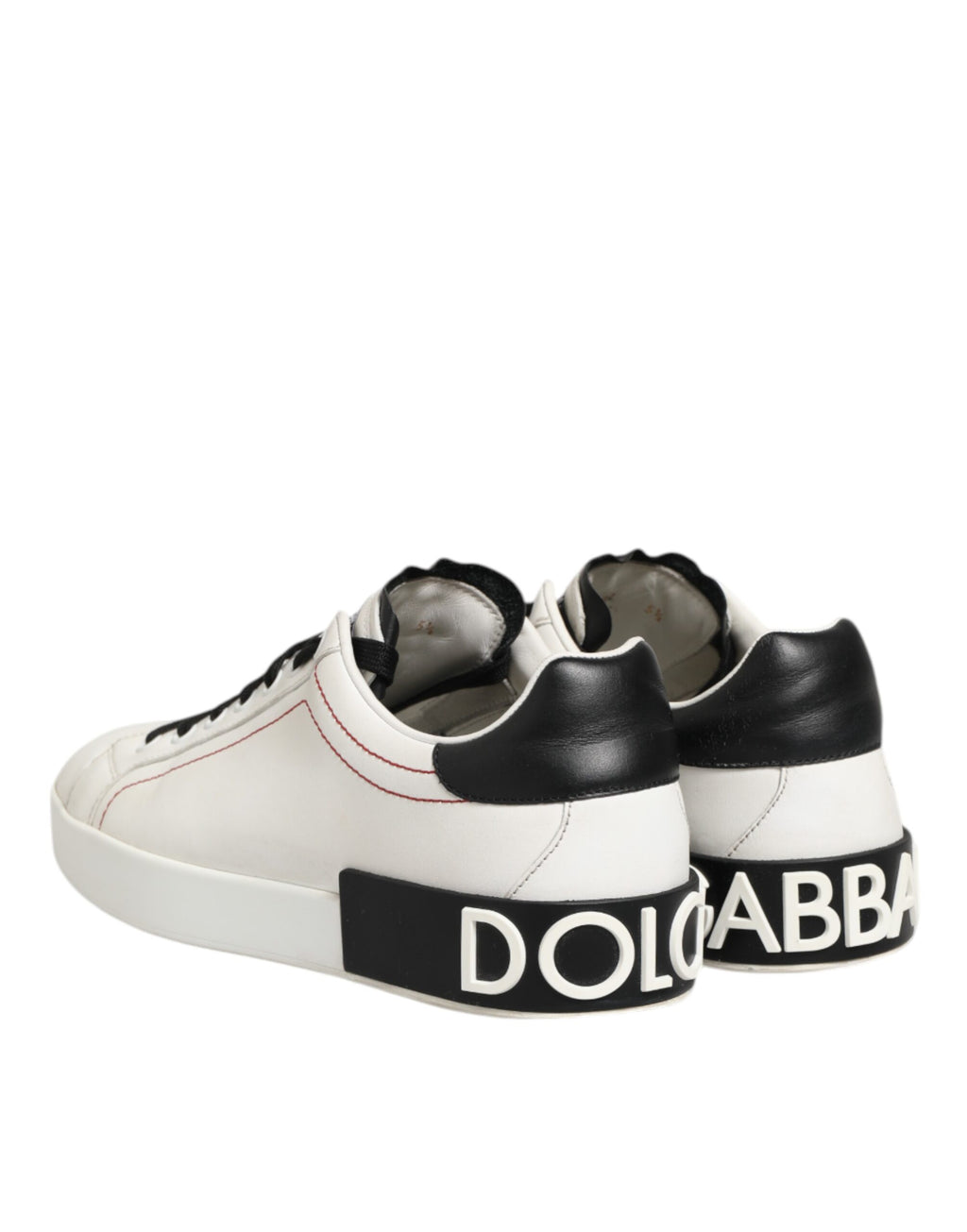 Dolce & Gabbana Weiß Schwarz Leder Low Top Sneaker Schuhe