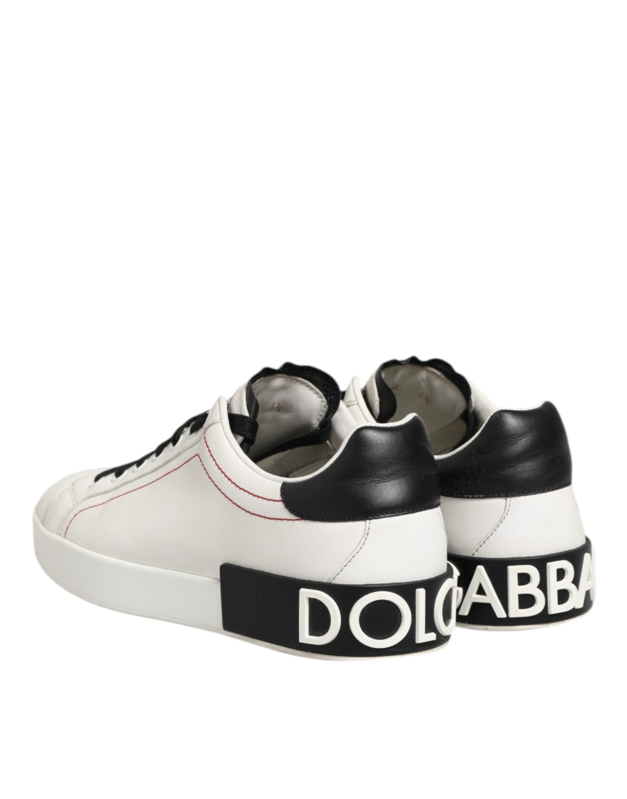 Dolce & Gabbana Weiß Schwarz Leder Low Top Sneaker Schuhe