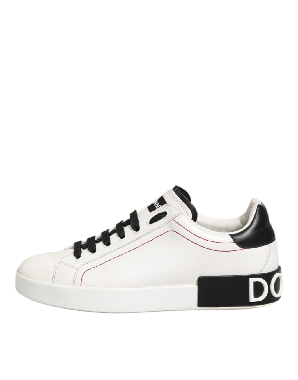 Dolce & Gabbana Weiß Schwarz Leder Low Top Sneaker Schuhe