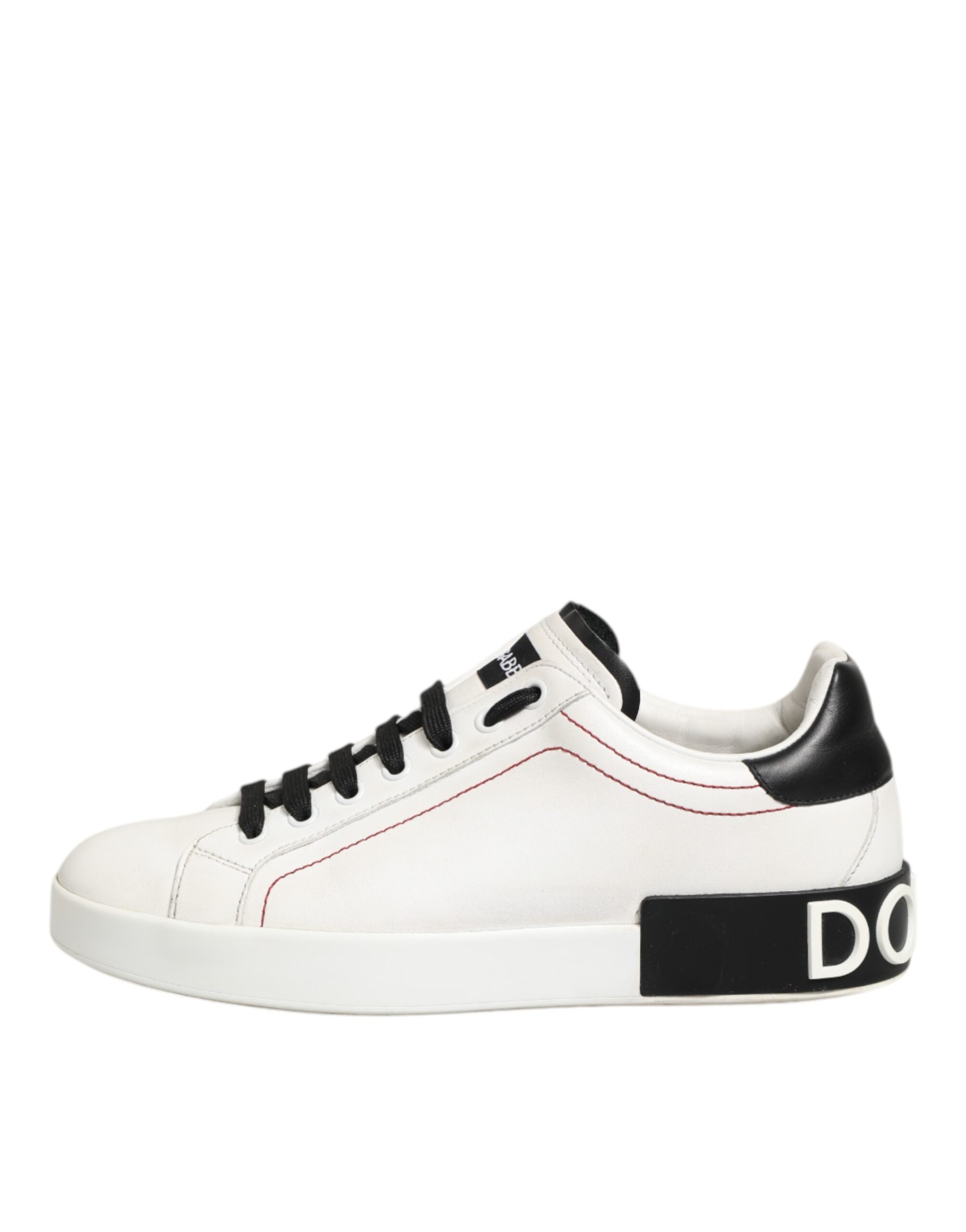 Dolce & Gabbana Weiß Schwarz Leder Low Top Sneaker Schuhe