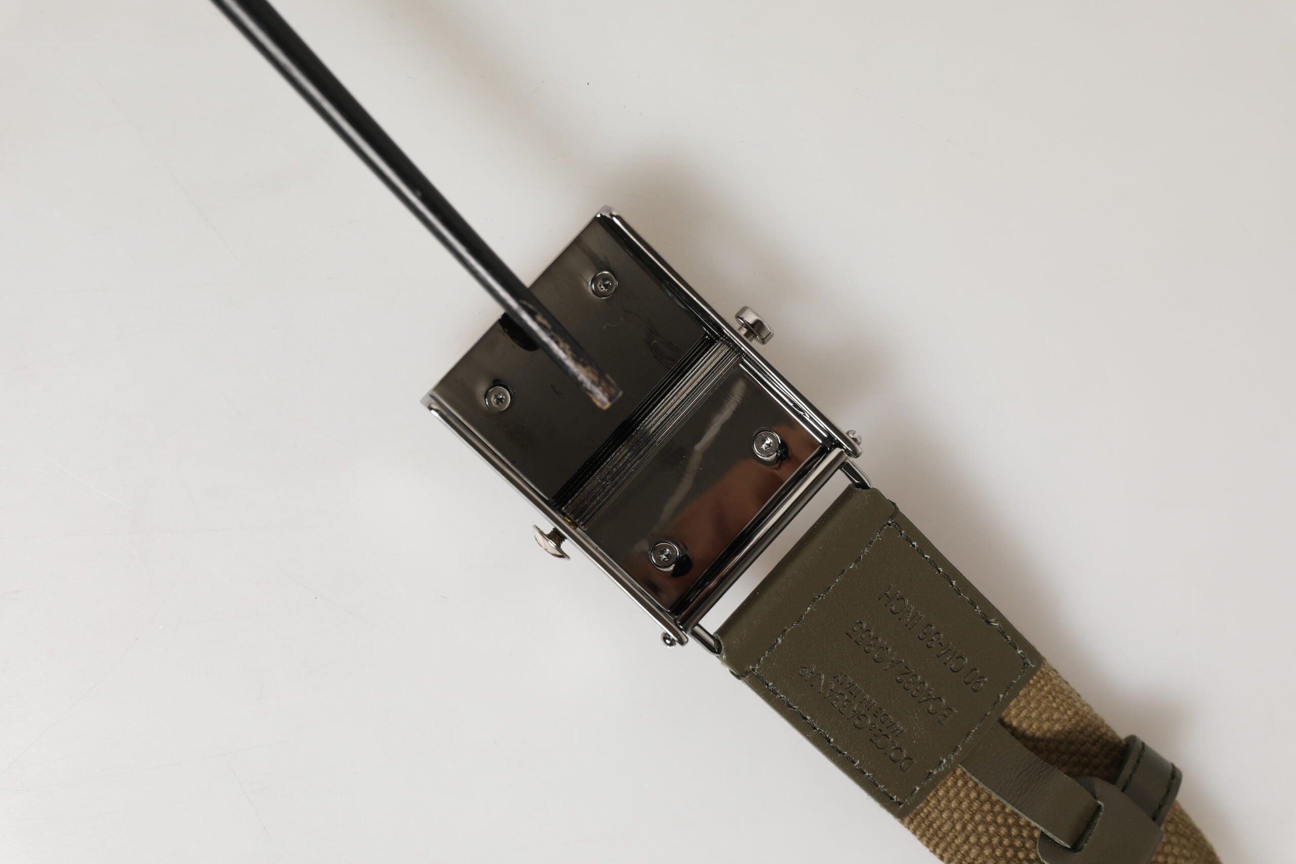 Dolce & Gabbana Militärischer Grüner Nylon Logo Metallschnalle Gürtel