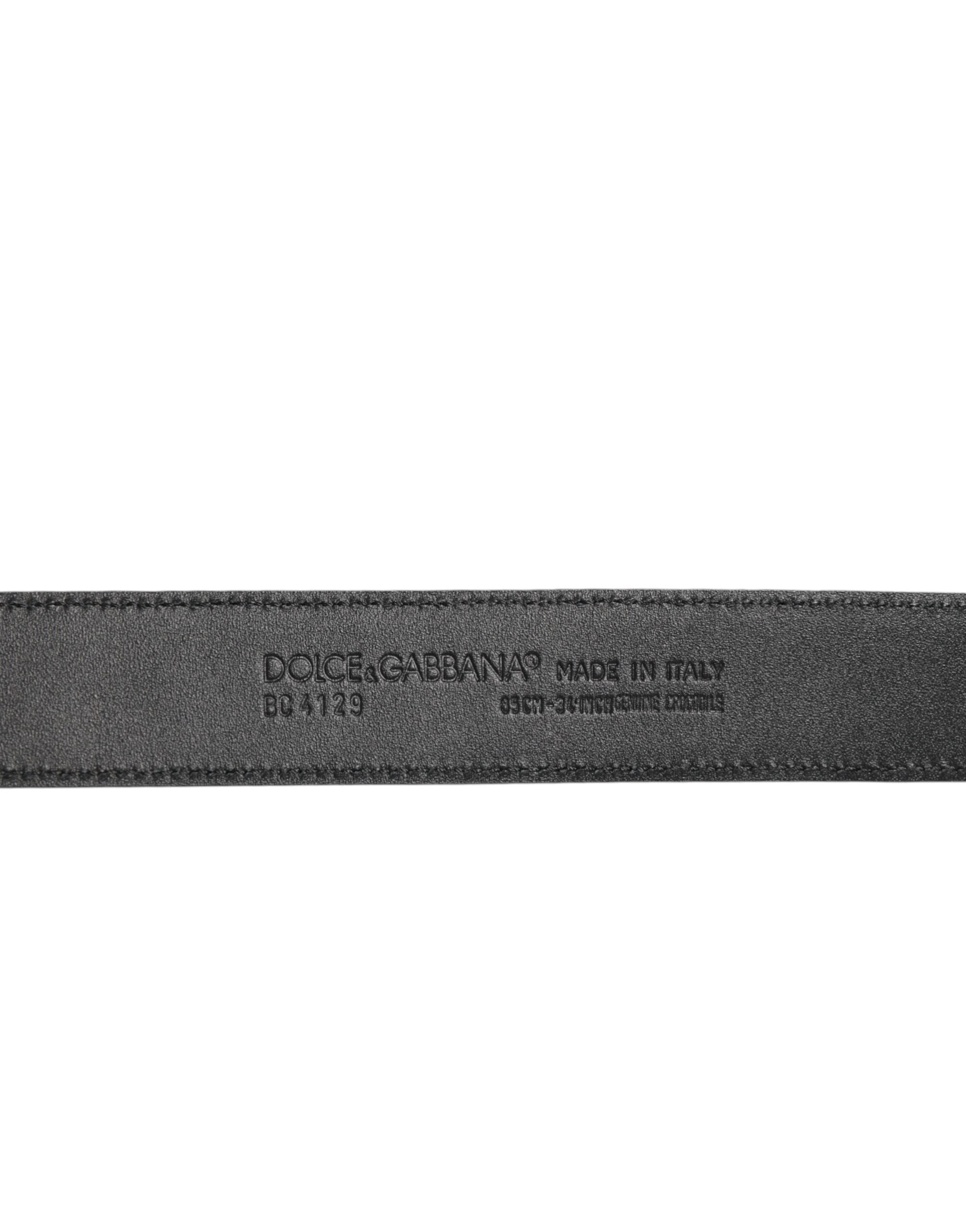 Dolce & Gabbana Schwarzer Exotenleder-Gürtel mit Metall-Logo-Schnalle