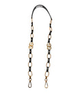 Dolce & Gabbana Black Leather Gold Chain Bag Accessory Shoulder Strap