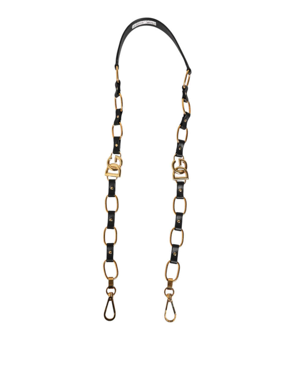 Dolce & Gabbana Schwarzes Leder Goldkette Tasche Accessoire Schulterriemen