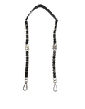 Dolce & Gabbana Black Leather Silver Chain Bag Accessory Shoulder Strap