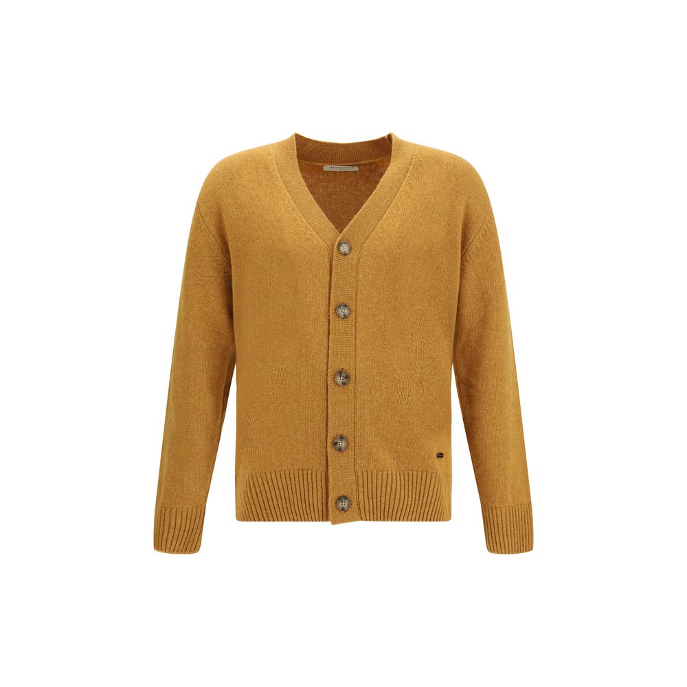 Brooksfield Gelber Fleece-Wollcardigan