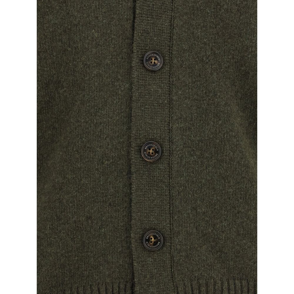 Brooksfield Grüner Woll-Fleece-Cardigan