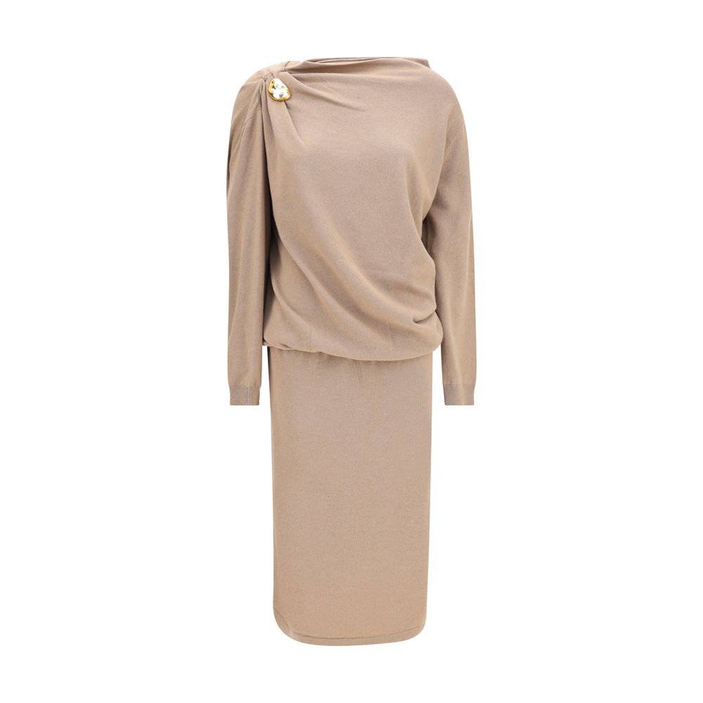 Fabiana Filippi Beiger Fleece-Woll-Freizeitkleid