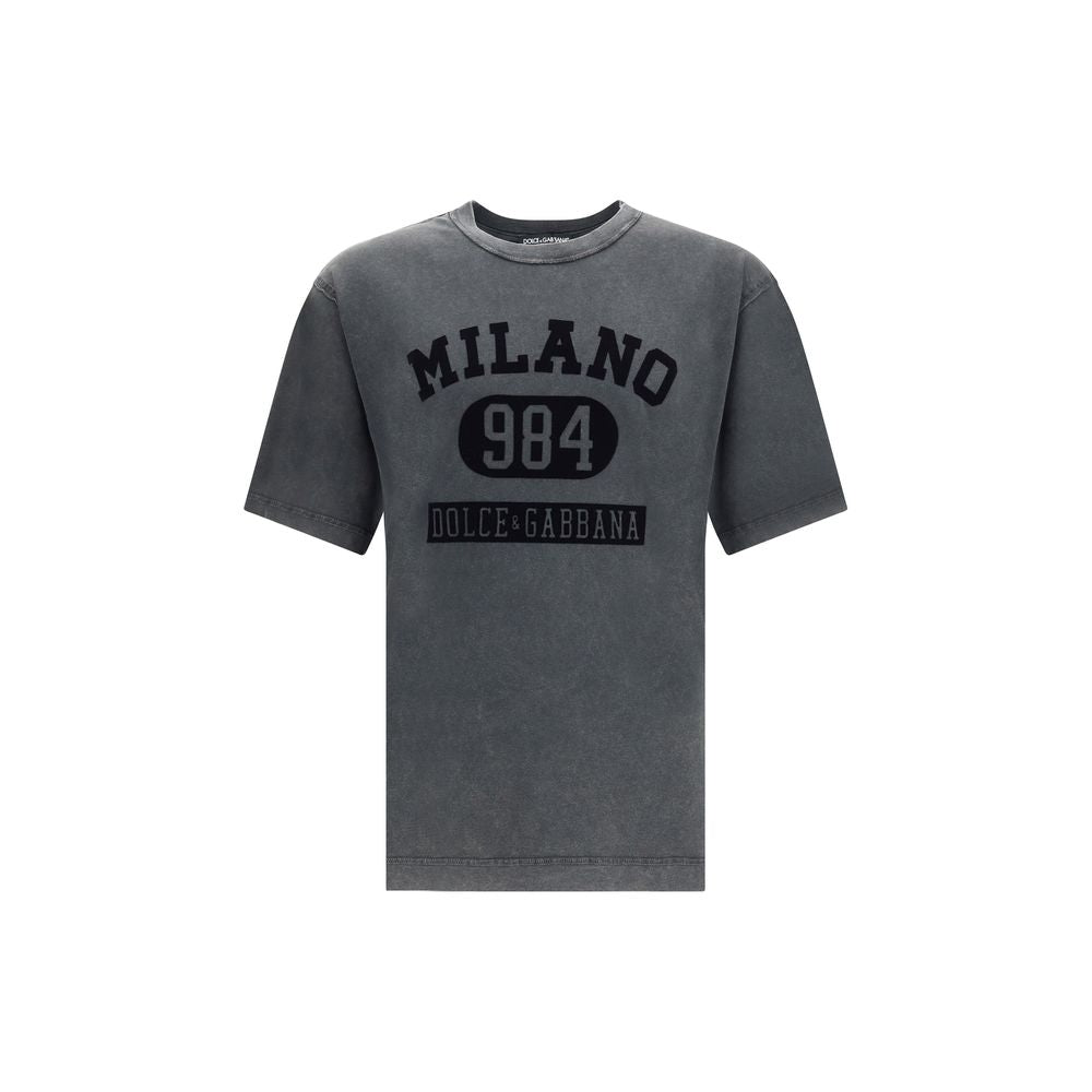 Dolce & Gabbana Baumwoll-T-Shirt mit samtenem Logo