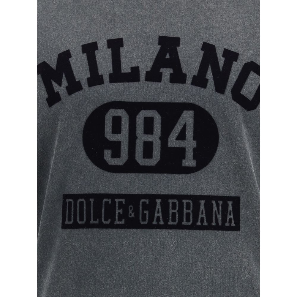Dolce & Gabbana Baumwoll-T-Shirt mit samtenem Logo
