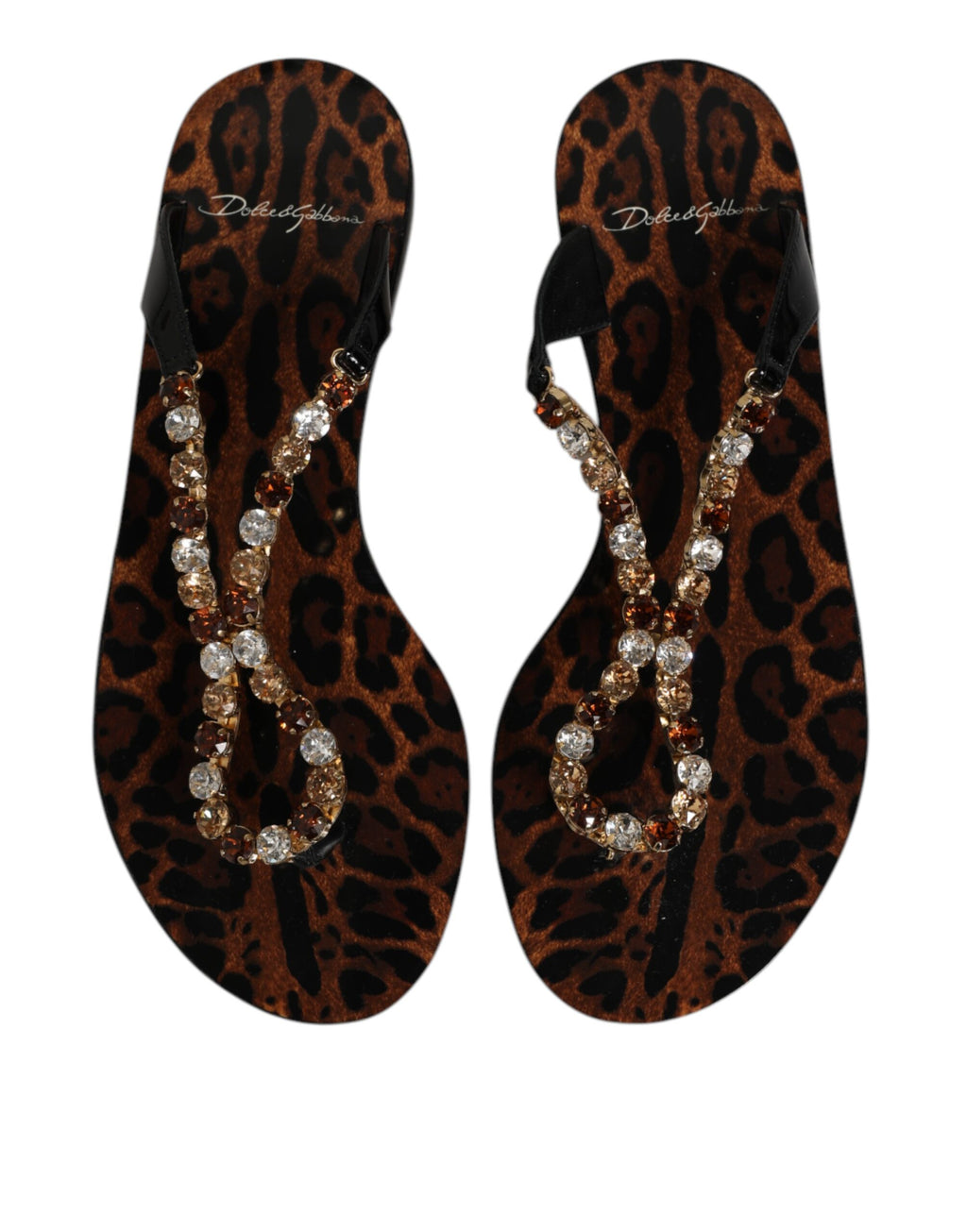 Dolce & Gabbana Schwarz Kristalle Flats Sandalen Beachwear Schuhe