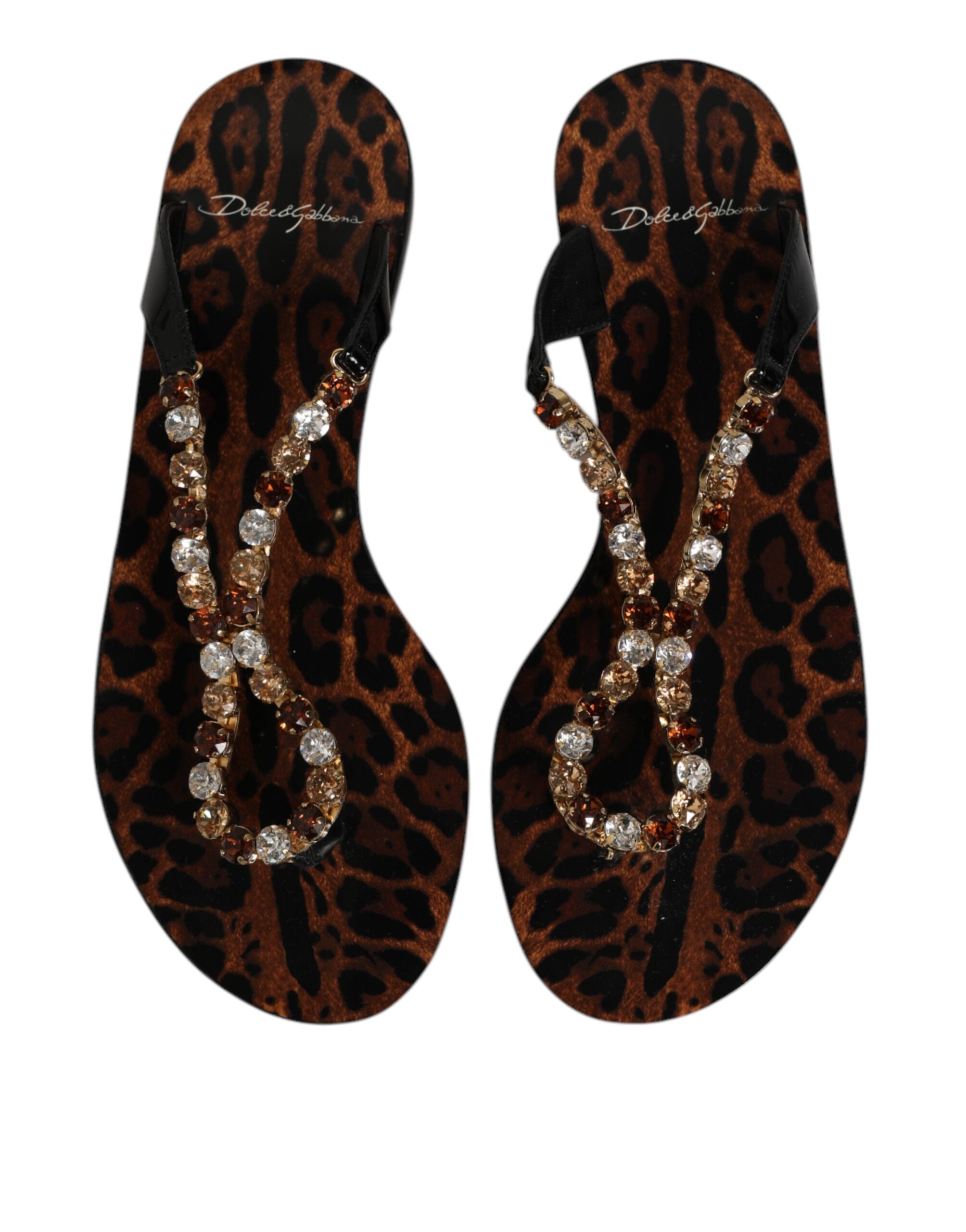 Dolce & Gabbana Schwarz Kristalle Flats Sandalen Beachwear Schuhe