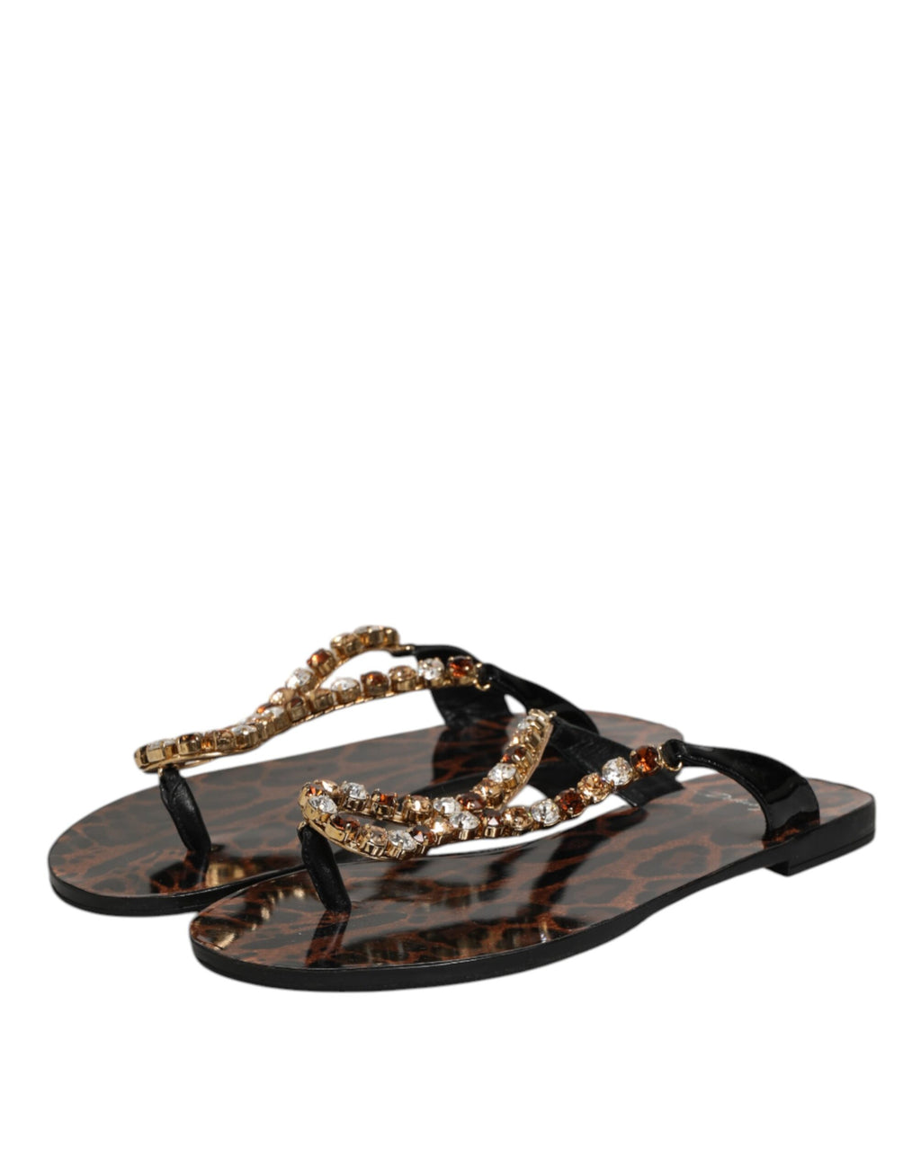 Dolce & Gabbana Schwarz Kristalle Flats Sandalen Beachwear Schuhe