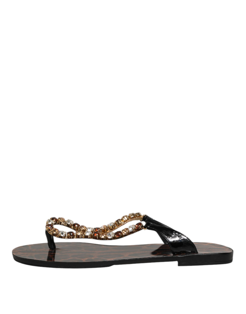 Dolce & Gabbana Schwarz Kristalle Flats Sandalen Beachwear Schuhe