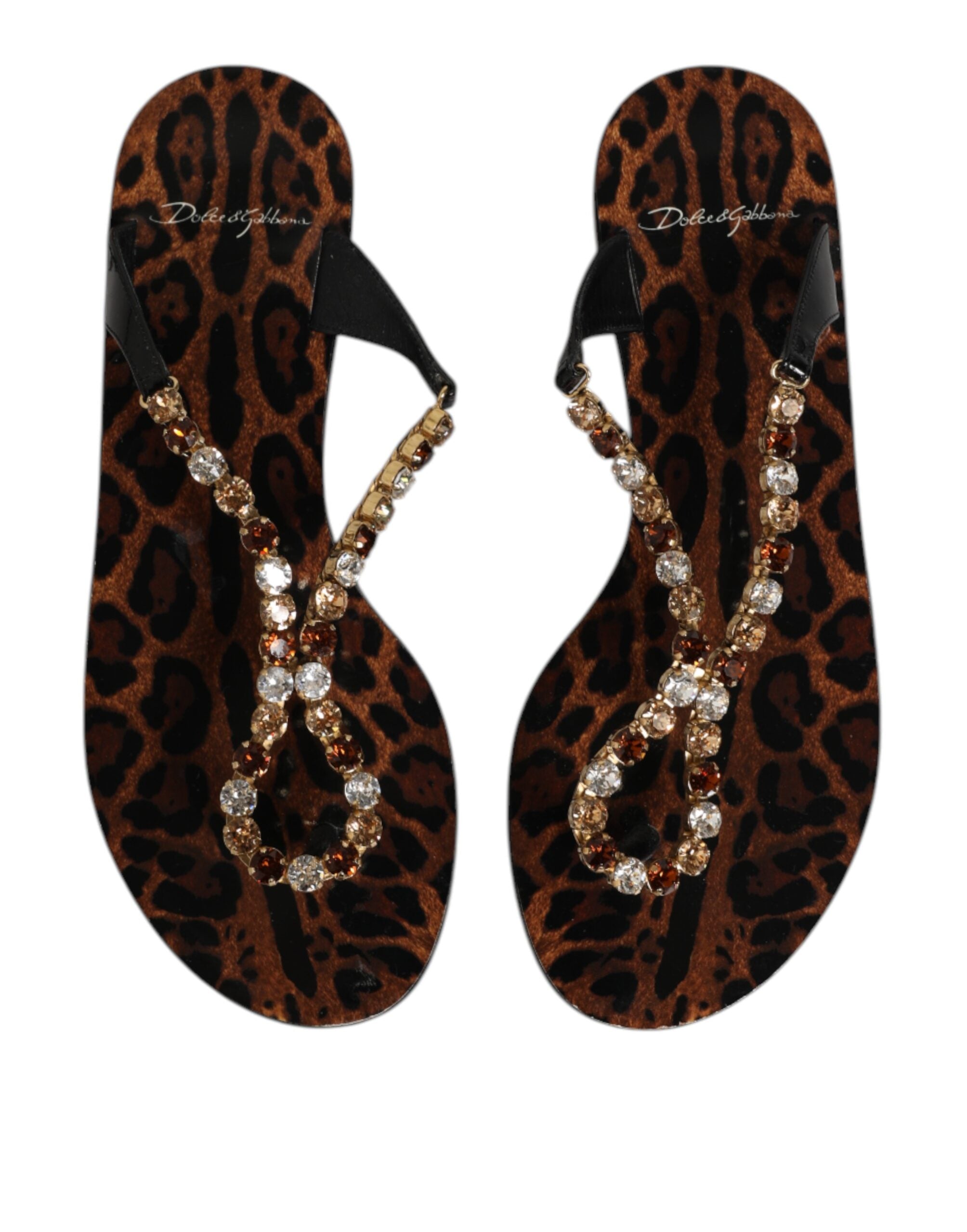 Dolce & Gabbana Schwarz Kristalle Flats Sandalen Beachwear Schuhe