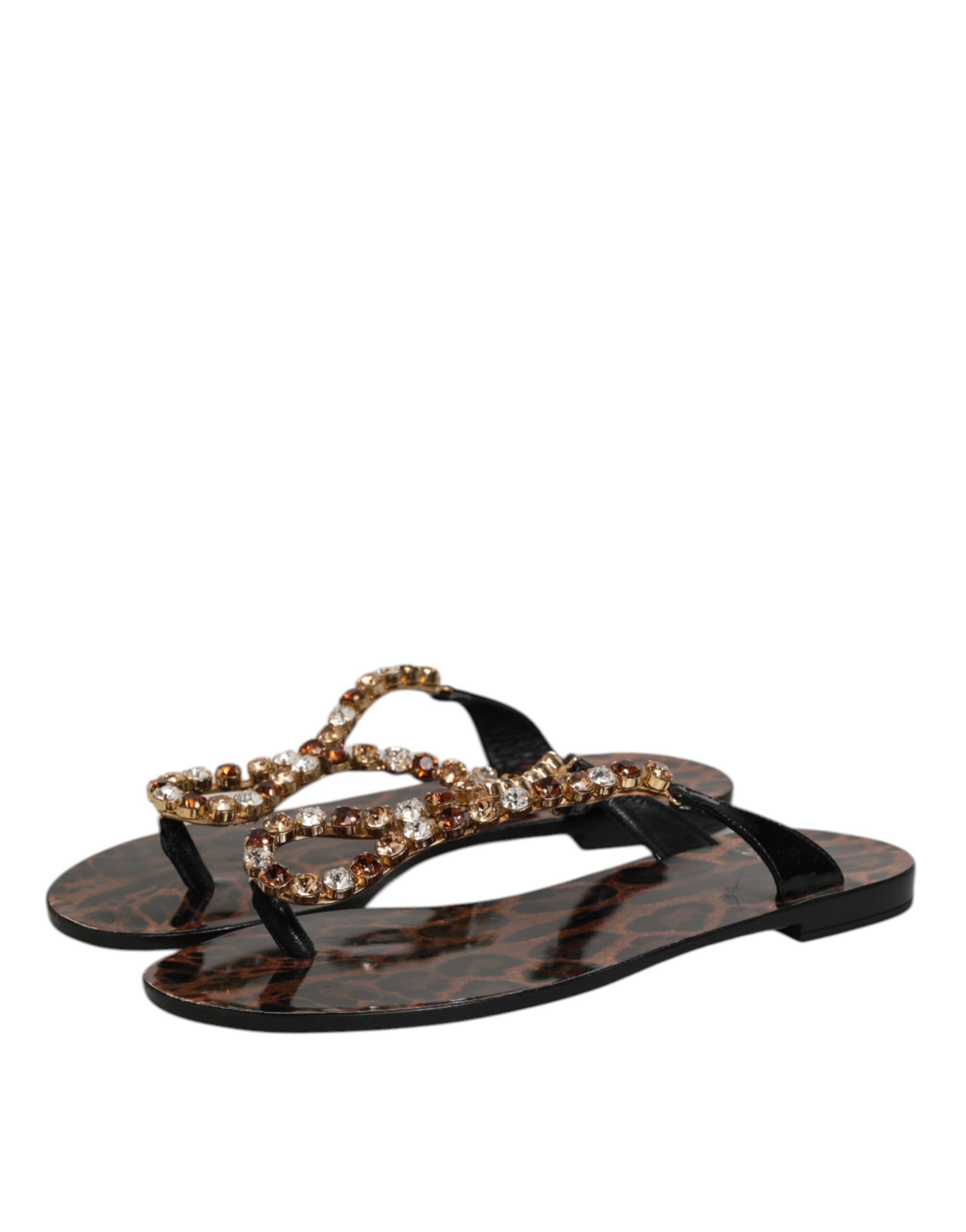 Dolce & Gabbana Schwarz Kristalle Flats Sandalen Beachwear Schuhe