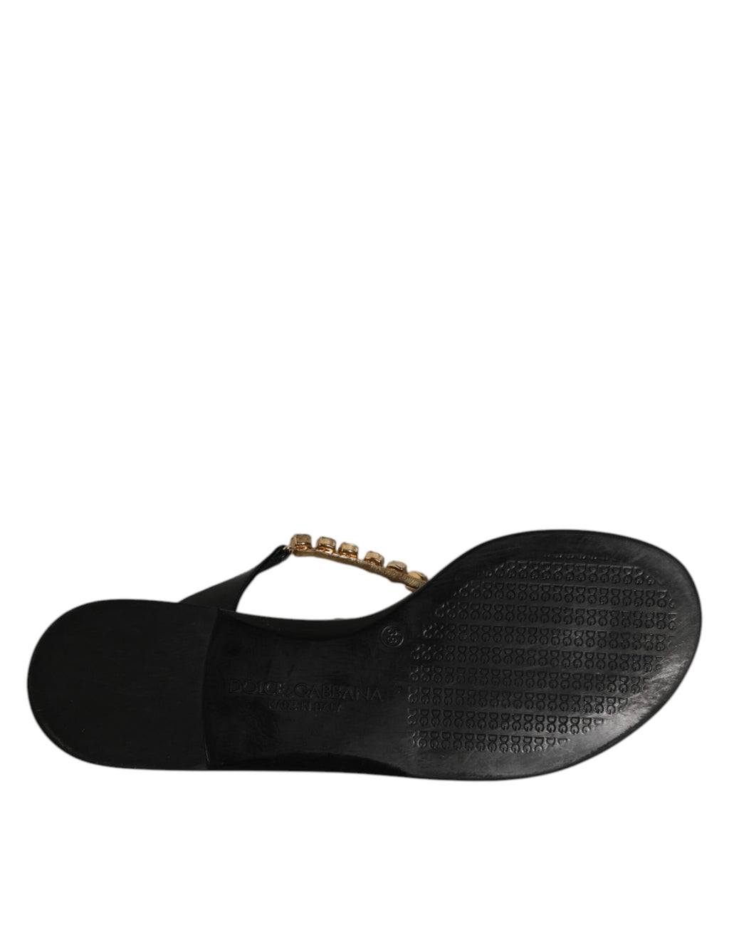 Dolce & Gabbana Schwarz Kristalle Flats Sandalen Beachwear Schuhe