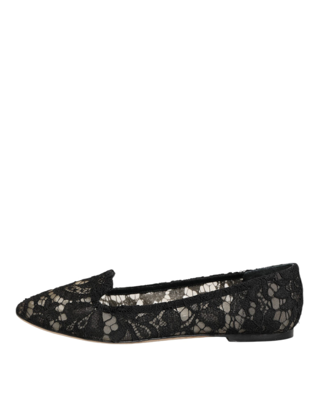 Dolce & Gabbana Schwarz Taormina Spitze Slip On Flats Schuhe