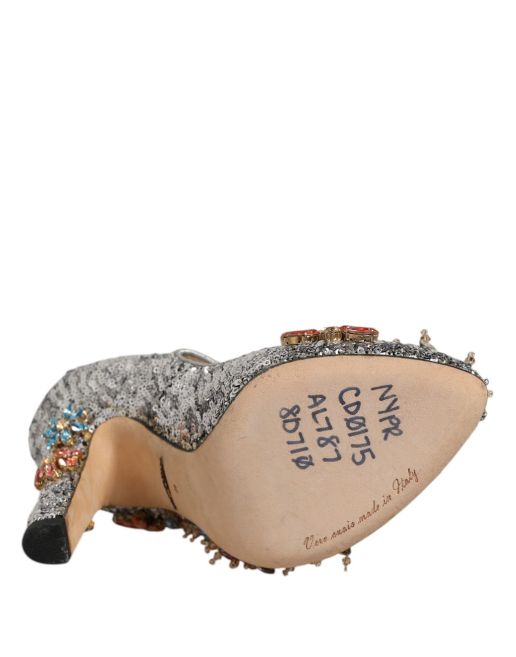 Dolce & Gabbana Silberne Pailletten Kristall Mary Janes Pumps Schuhe