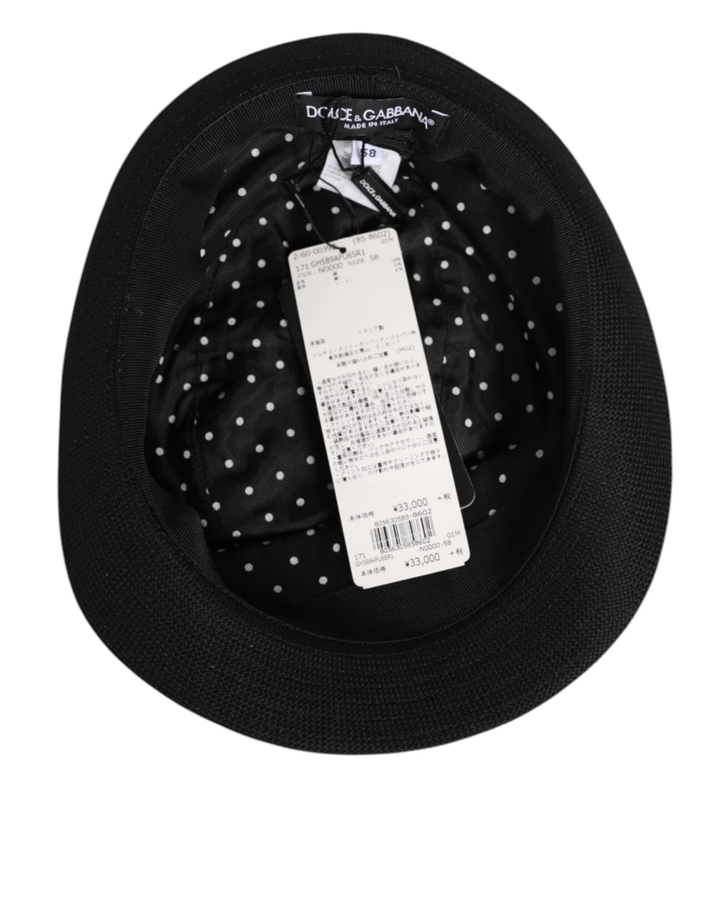 Dolce & Gabbana Schwarz Baumwolle Polka Dot Futter Fedora Männer Hut