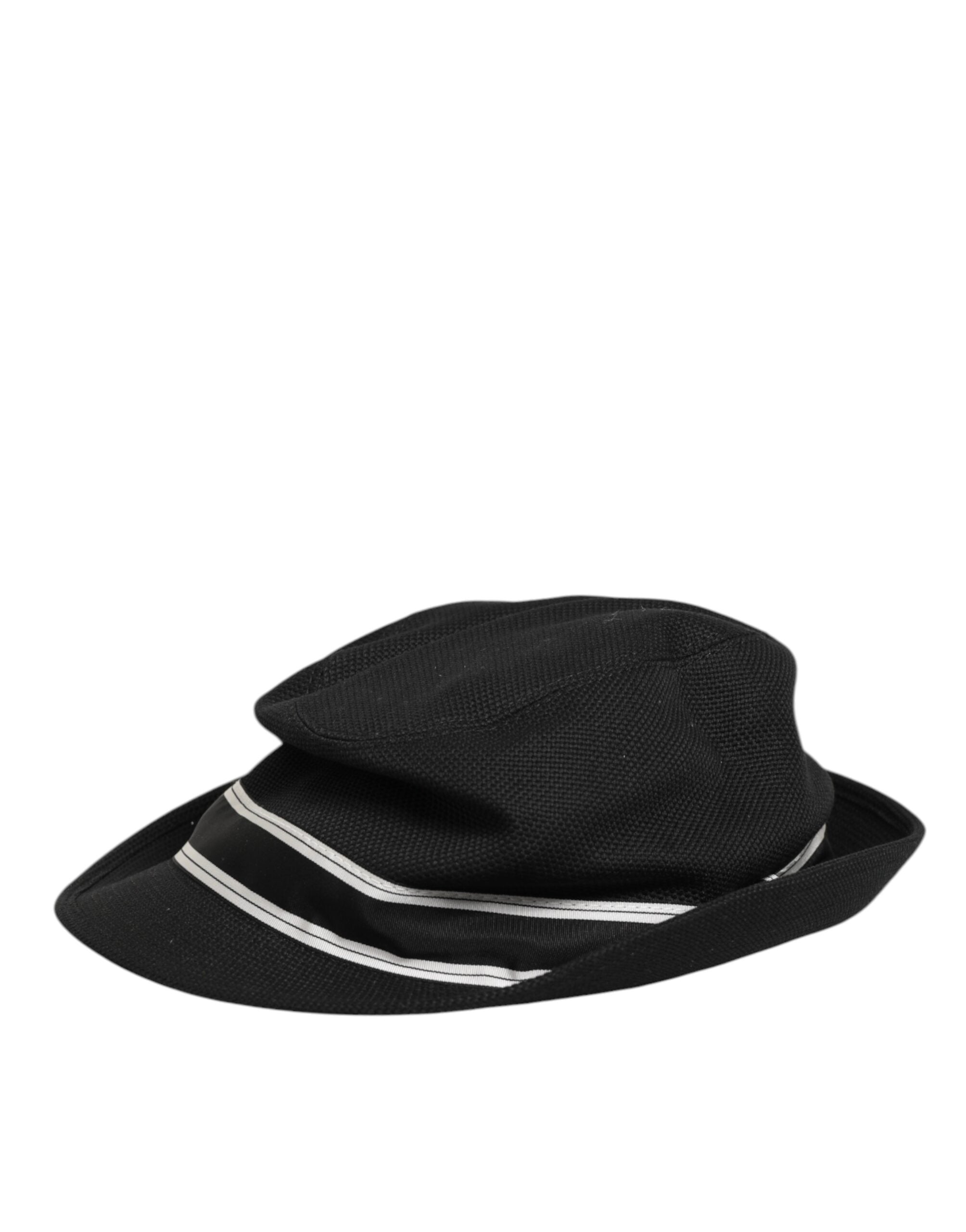 Dolce & Gabbana Schwarz Baumwolle Polka Dot Futter Fedora Männer Hut
