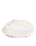 Dolce & Gabbana White Cotton Blend Leather Trim Flat Men Cap Hat
