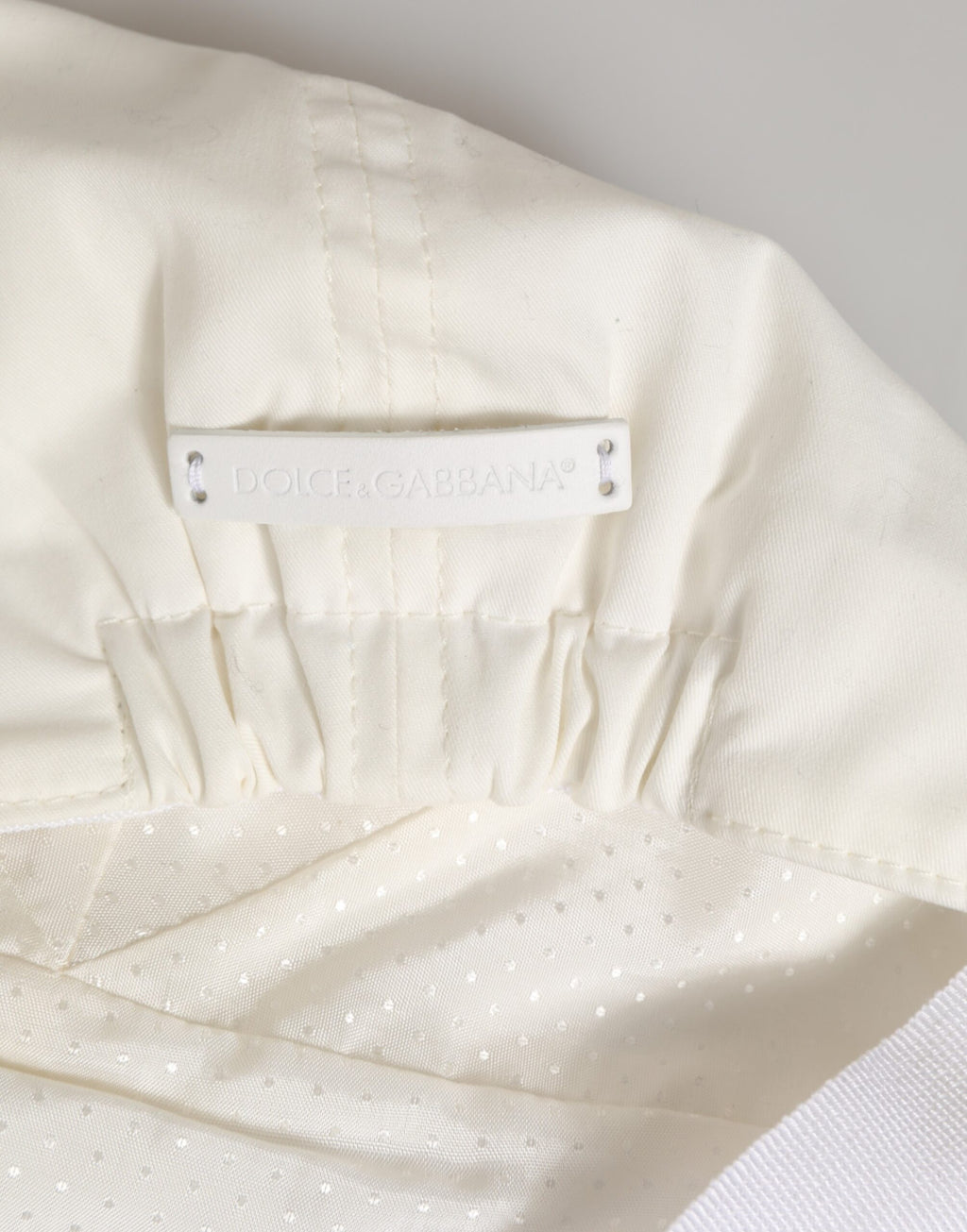 Dolce & Gabbana Weiß Baumwolle Mischung Leder Trim flache Männer Kappe Hut