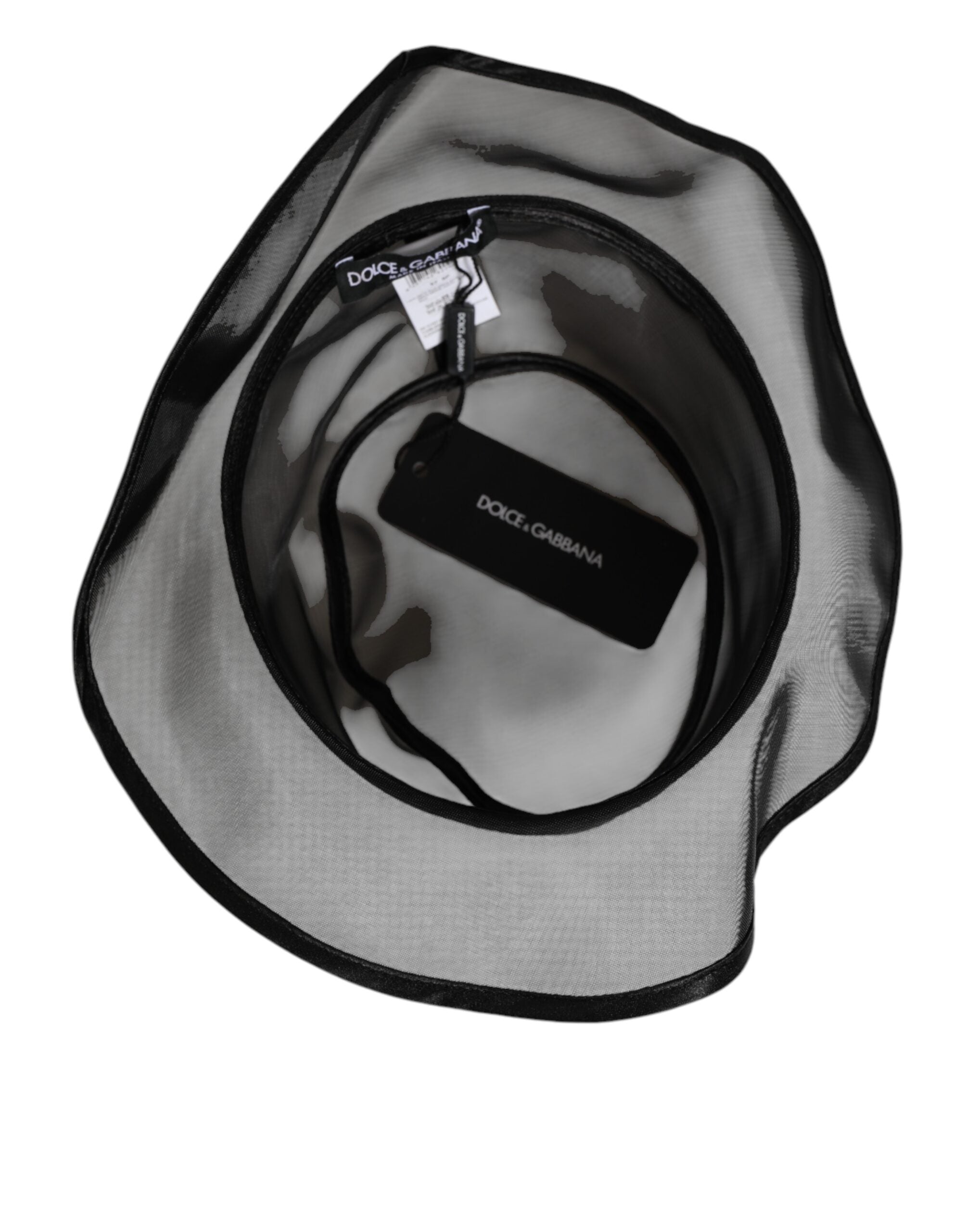 Dolce & Gabbana Schwarz Seide Mesh Eimer Männer Fischer Mütze Hut