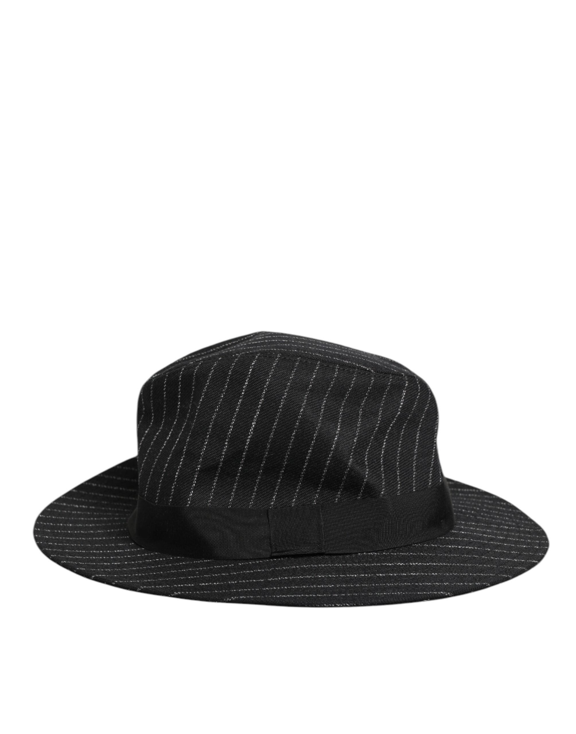 Dolce & Gabbana Schwarz gestreifte Schurwolle Herren Fedora Capello Hut