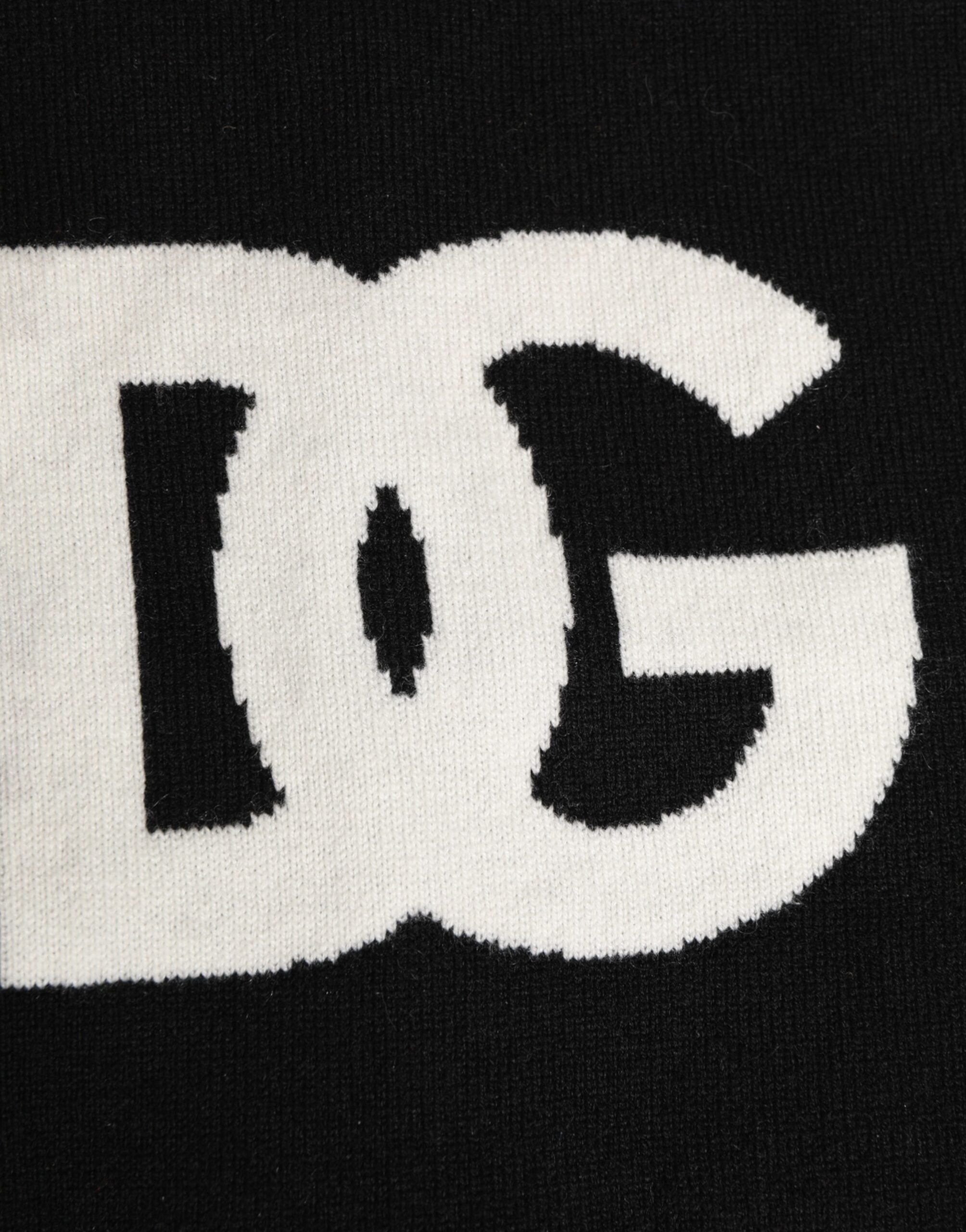Dolce & Gabbana Schwarzer D&G Logo Kaschmir Strickschal für Männer Einheitsgröße